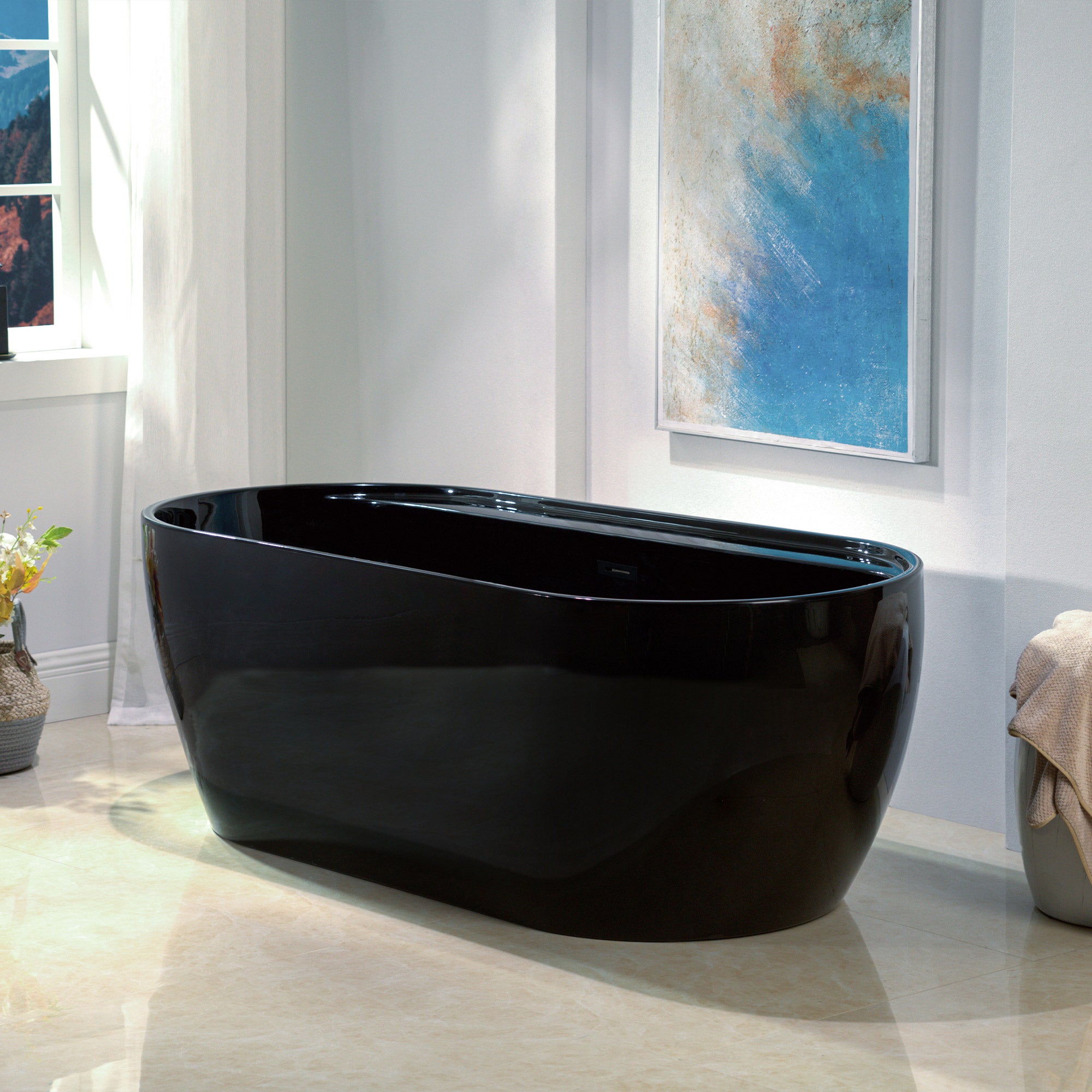 WOODBRIDGE 67" L x 31-1/2" W Freestanding Contemporary Acrylic Soaking Bathtub with Drain & Overflow – B8863 Series