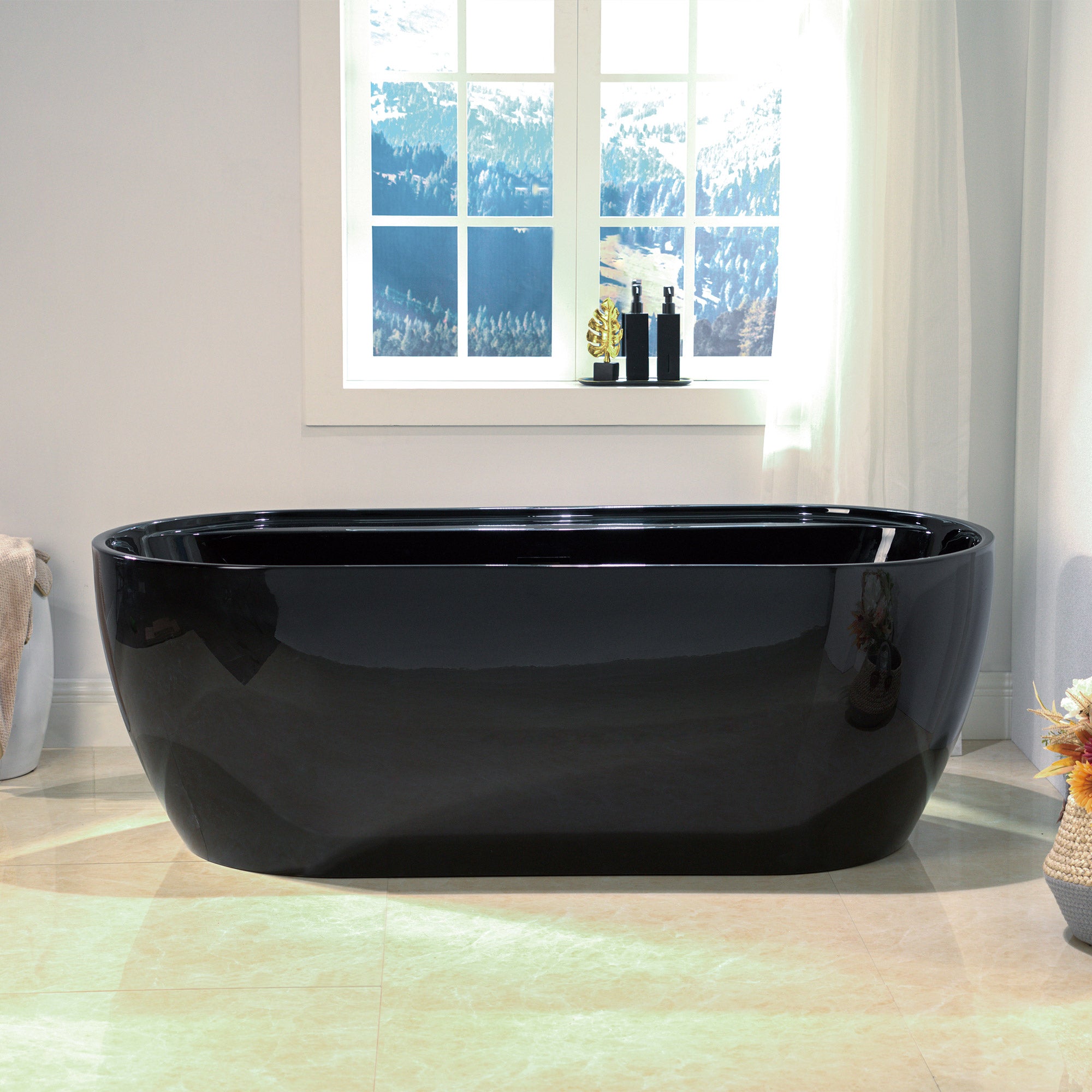 WOODBRIDGE 67" L x 31-1/2" W Freestanding Contemporary Acrylic Soaking Bathtub with Drain & Overflow – B8863 Series