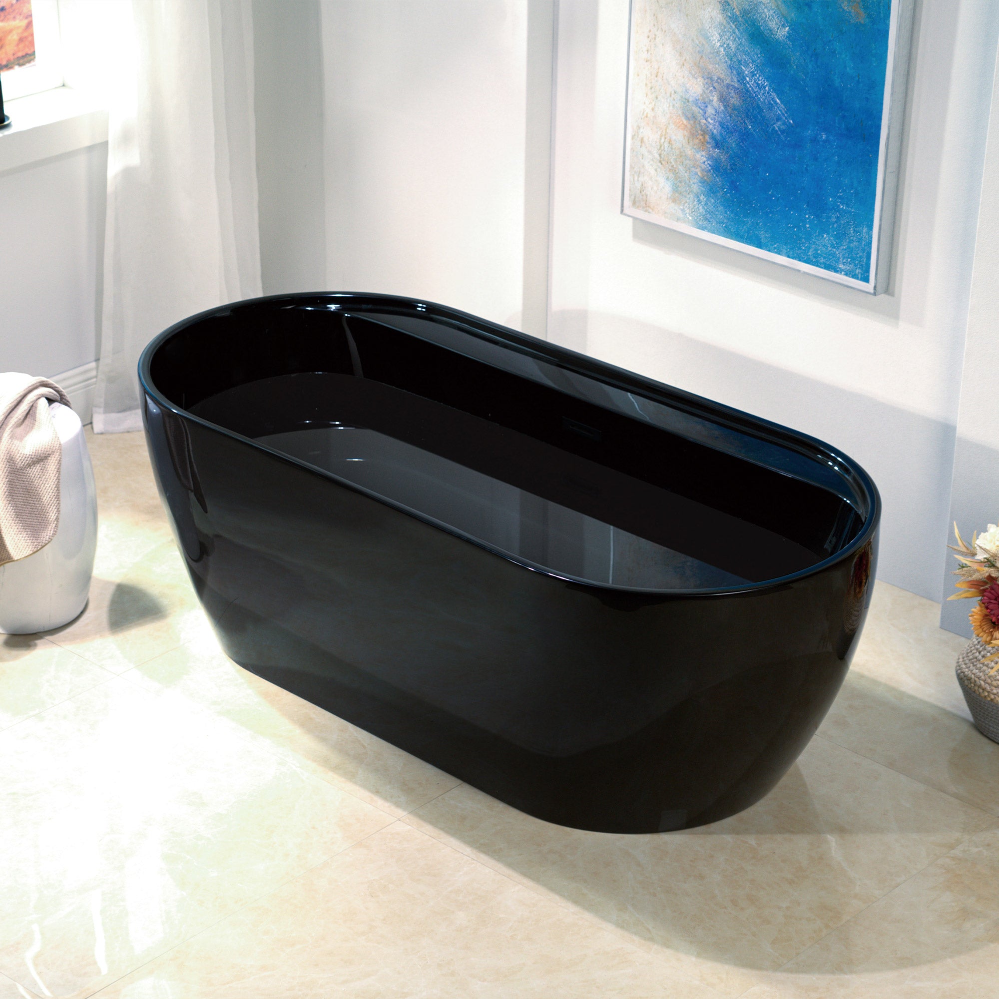 WOODBRIDGE 67" L x 31-1/2" W Freestanding Contemporary Acrylic Soaking Bathtub with Drain & Overflow – B8863 Series