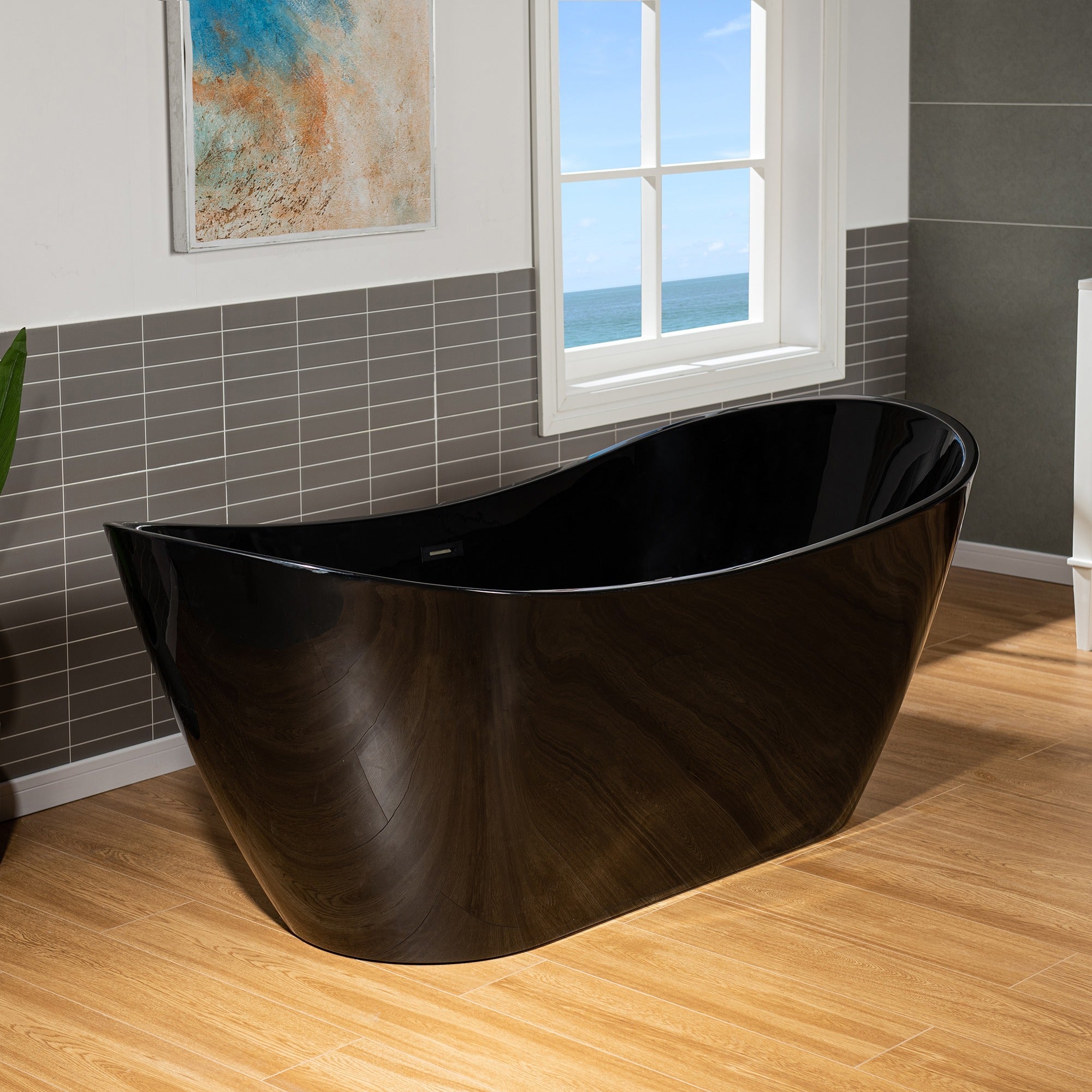 WOODBRIDGE 71" L x 31-1/2" W Freestanding Contemporary Acrylic Soaking Bathtub with Drain & Overflow, B8817