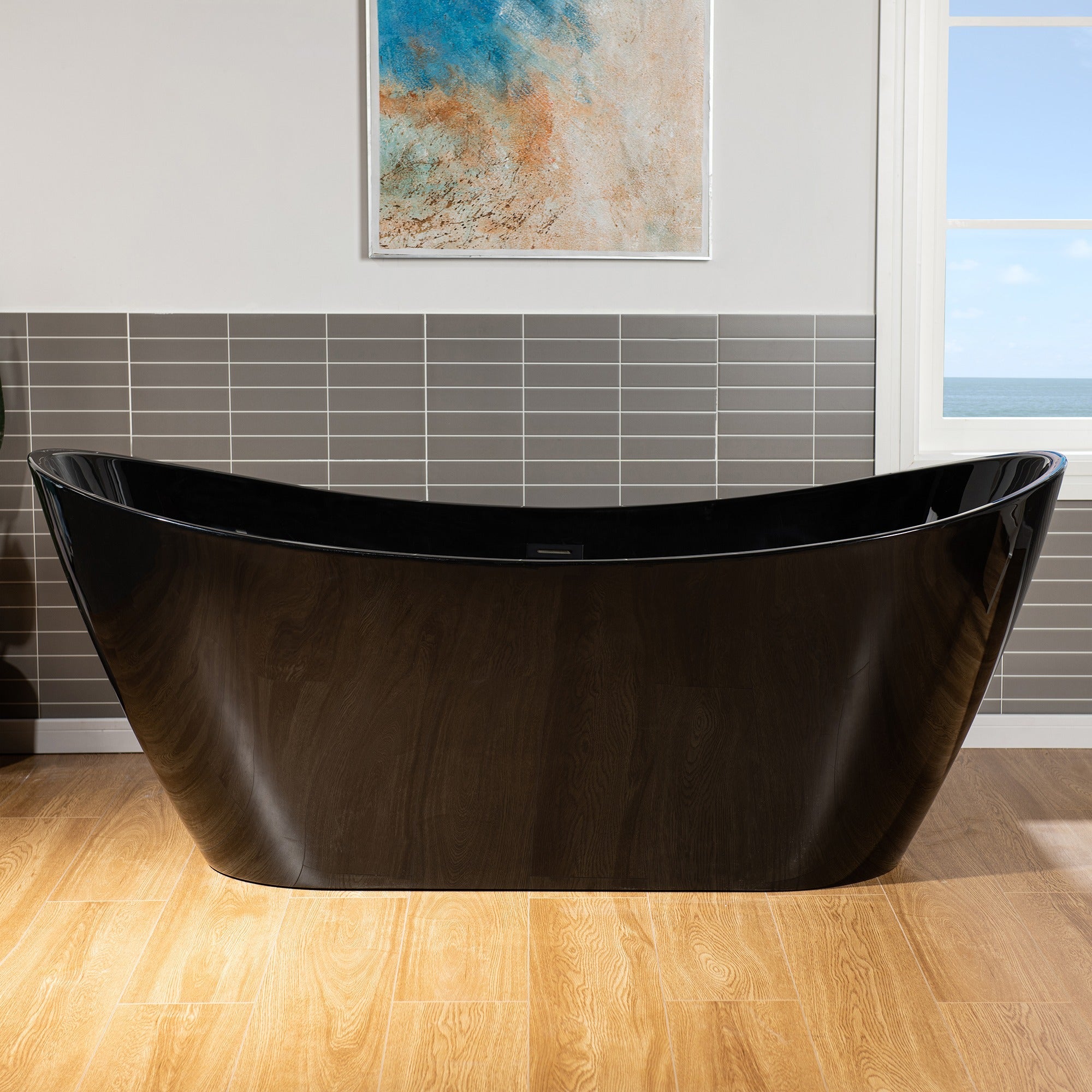 WOODBRIDGE 71" L x 31-1/2" W Freestanding Contemporary Acrylic Soaking Bathtub with Drain & Overflow, B8817