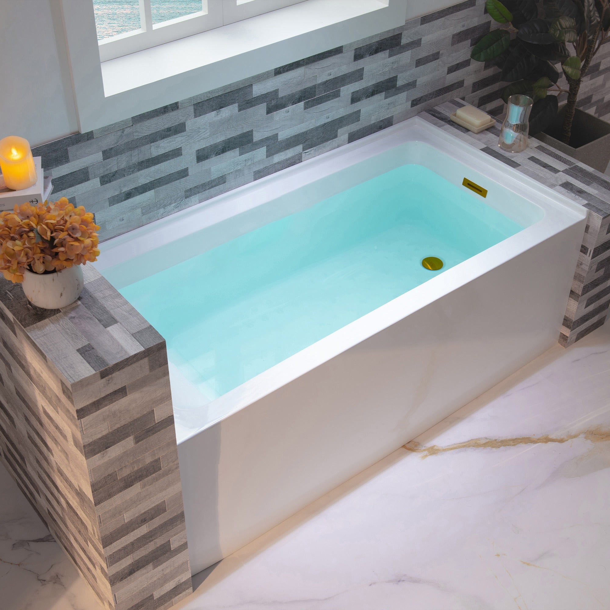 WOODBRIDGE 60" Acrylic Rectangular Alcove Soaking Bathtub with Right Drain, LB667