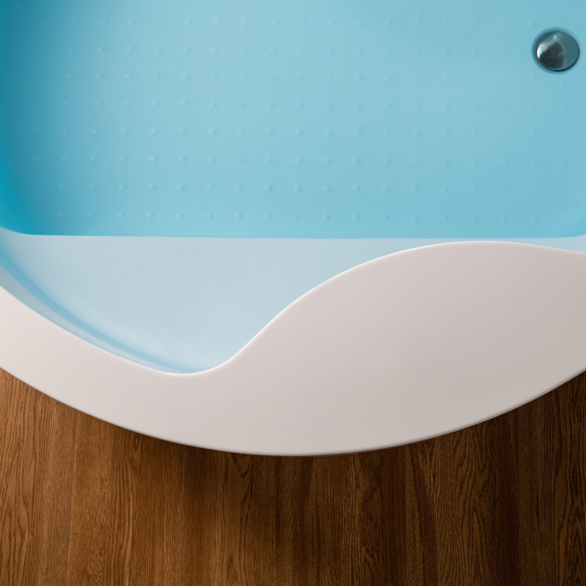 WOODBRIDGE 59" Acrylic Freestanding Round Double Soaking Tub with Pre-molded Seat, Drain & Overflow, B0061