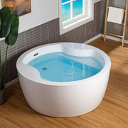 WOODBRIDGE 59" Acrylic Freestanding Round Double Soaking Tub with Pre-molded Seat, Drain & Overflow, B0061