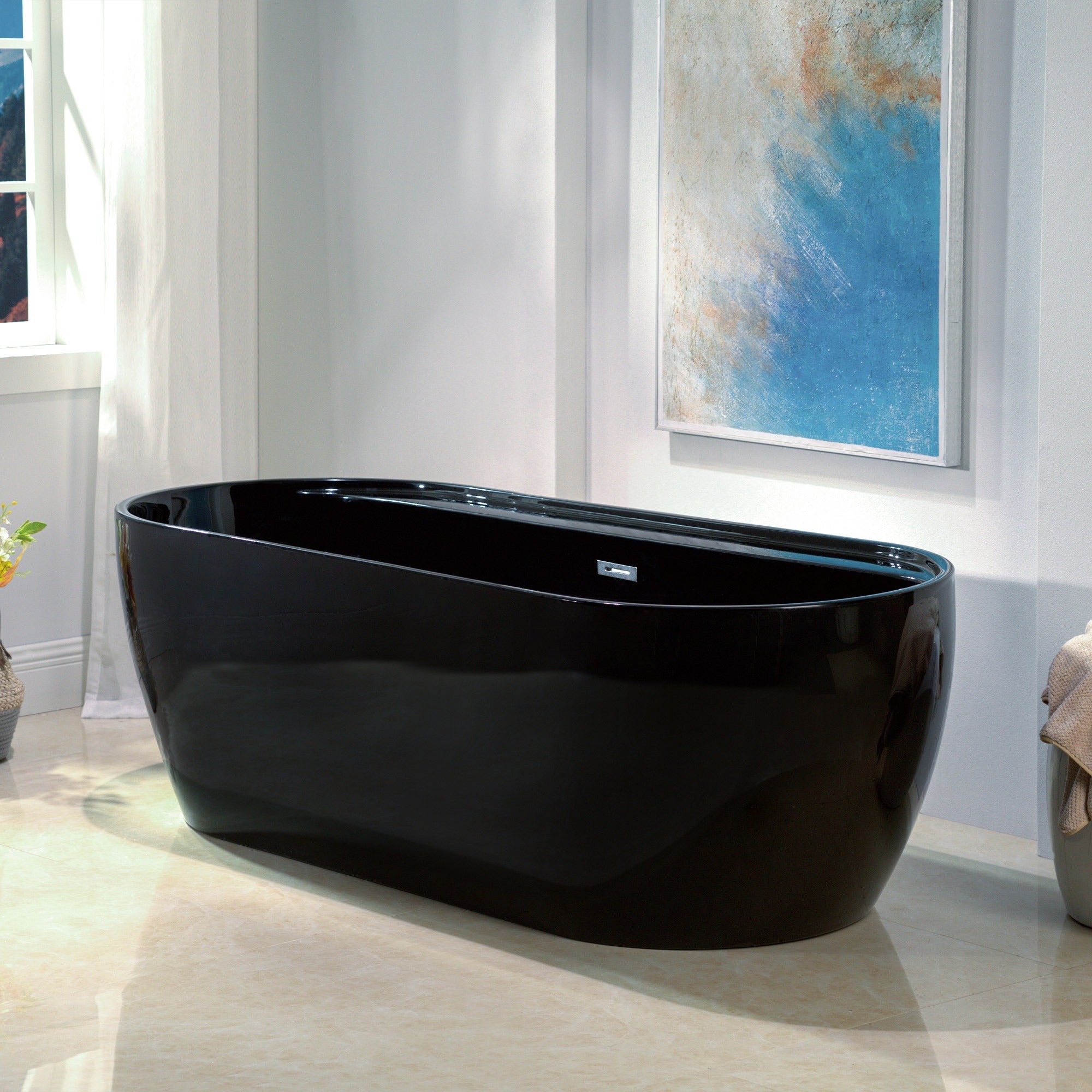 WOODBRIDGE 72" L x 35-3/8" W Freestanding Contemporary Acrylic Soaking Bathtub with Drain & Overflow – B8859 Series
