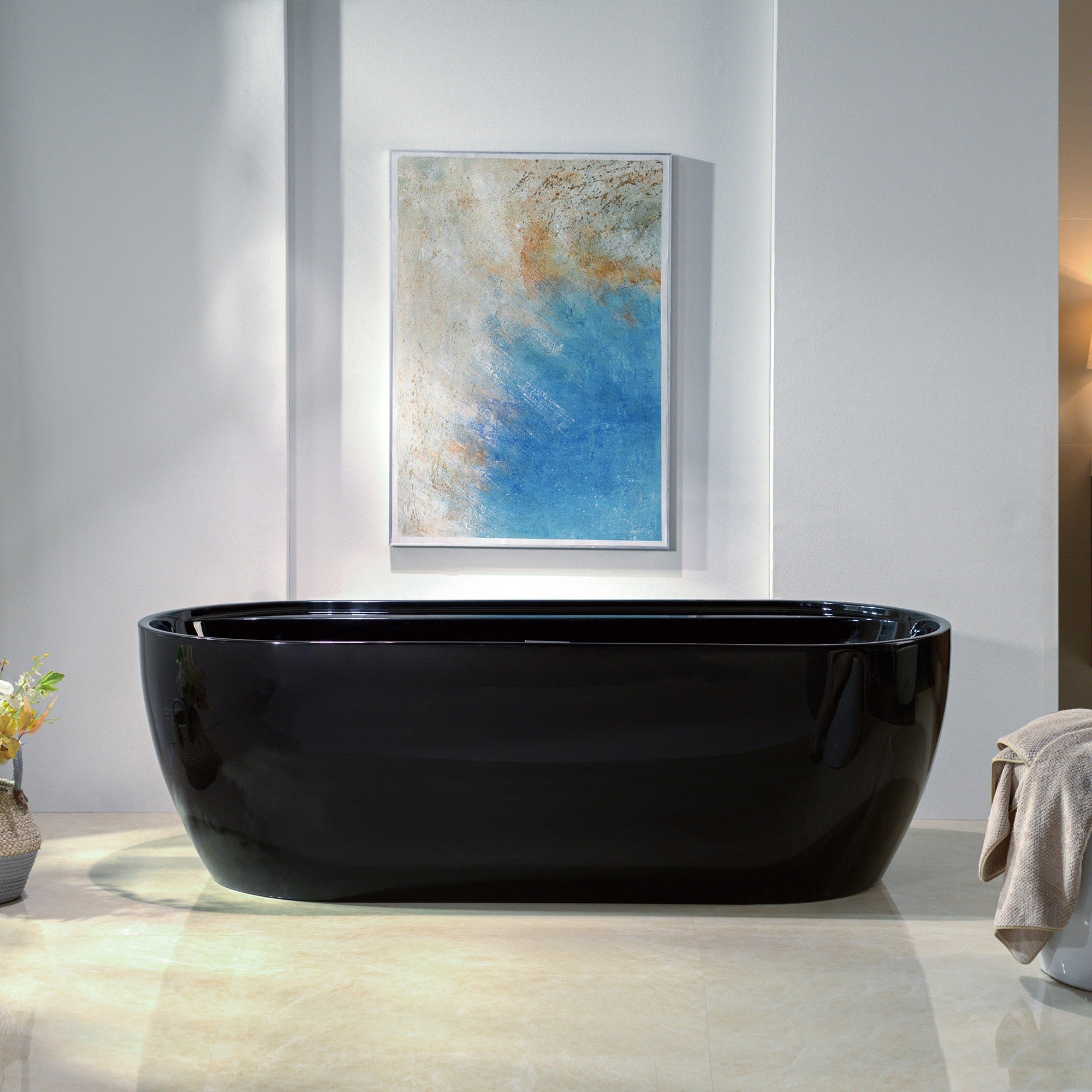 WOODBRIDGE 72" L x 35-3/8" W Freestanding Contemporary Acrylic Soaking Bathtub with Drain & Overflow – B8859 Series
