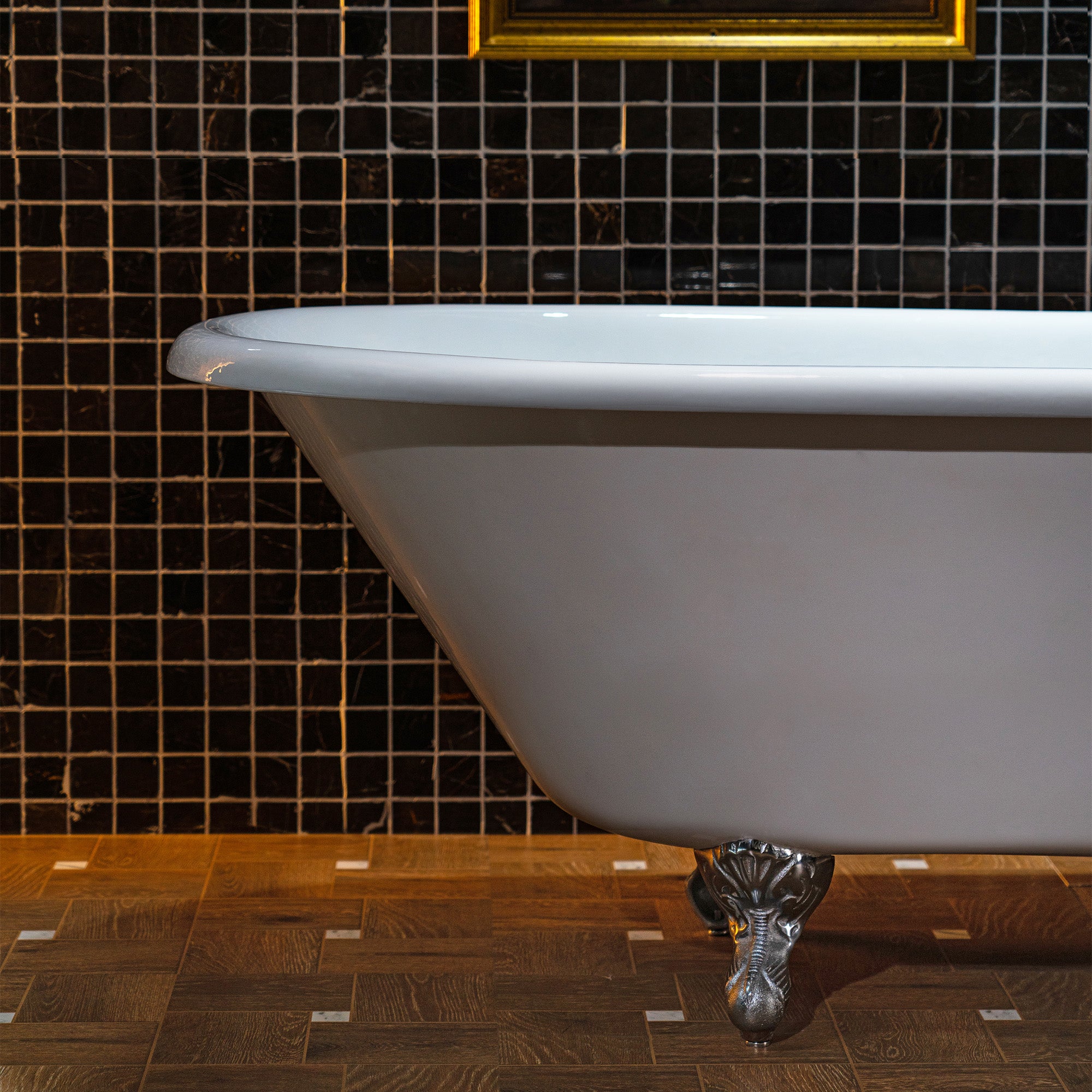 WOODBRIDGE 60" Enameled Cast Iron Roll Top Clawfoot Bathtub