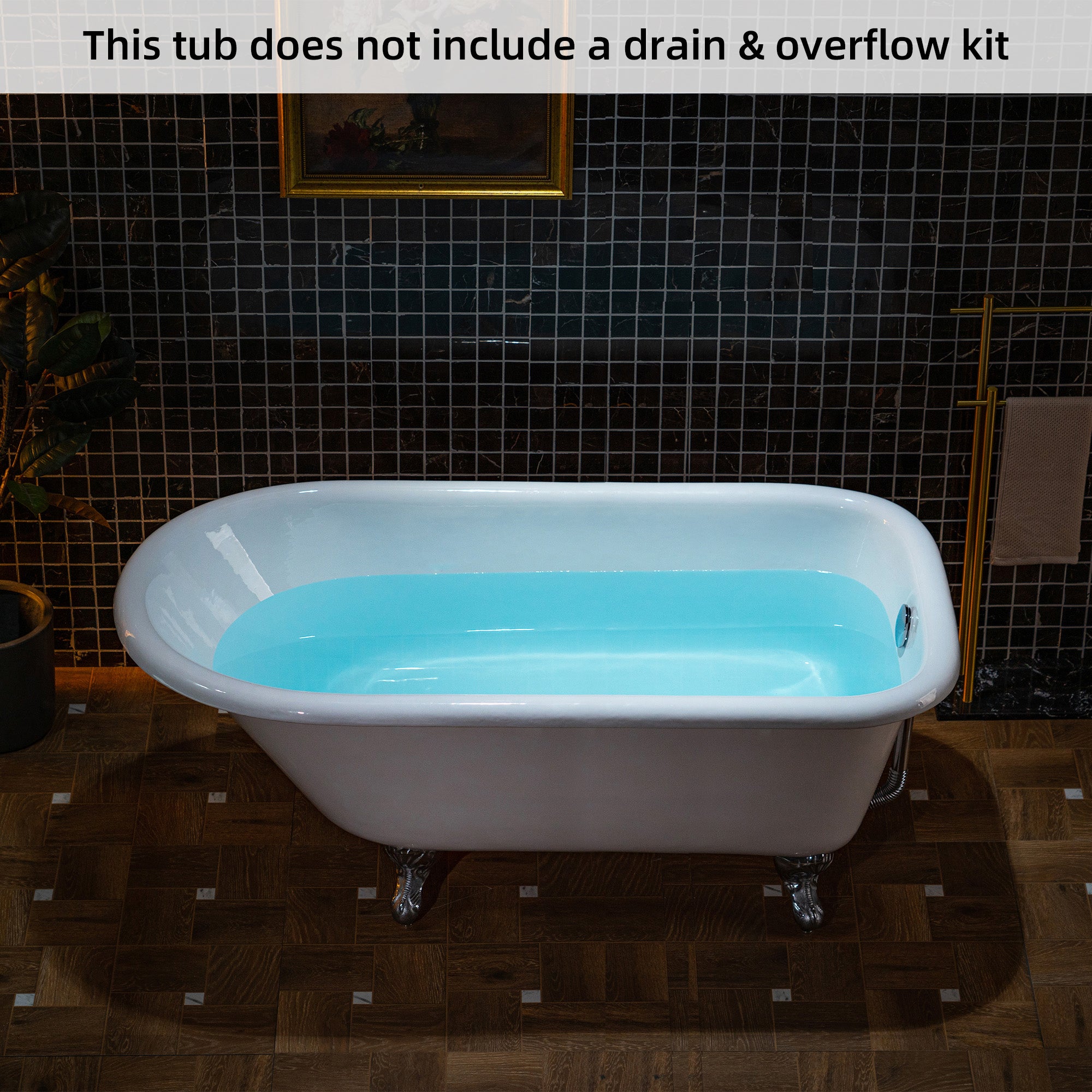WOODBRIDGE 60" Enameled Cast Iron Roll Top Clawfoot Bathtub