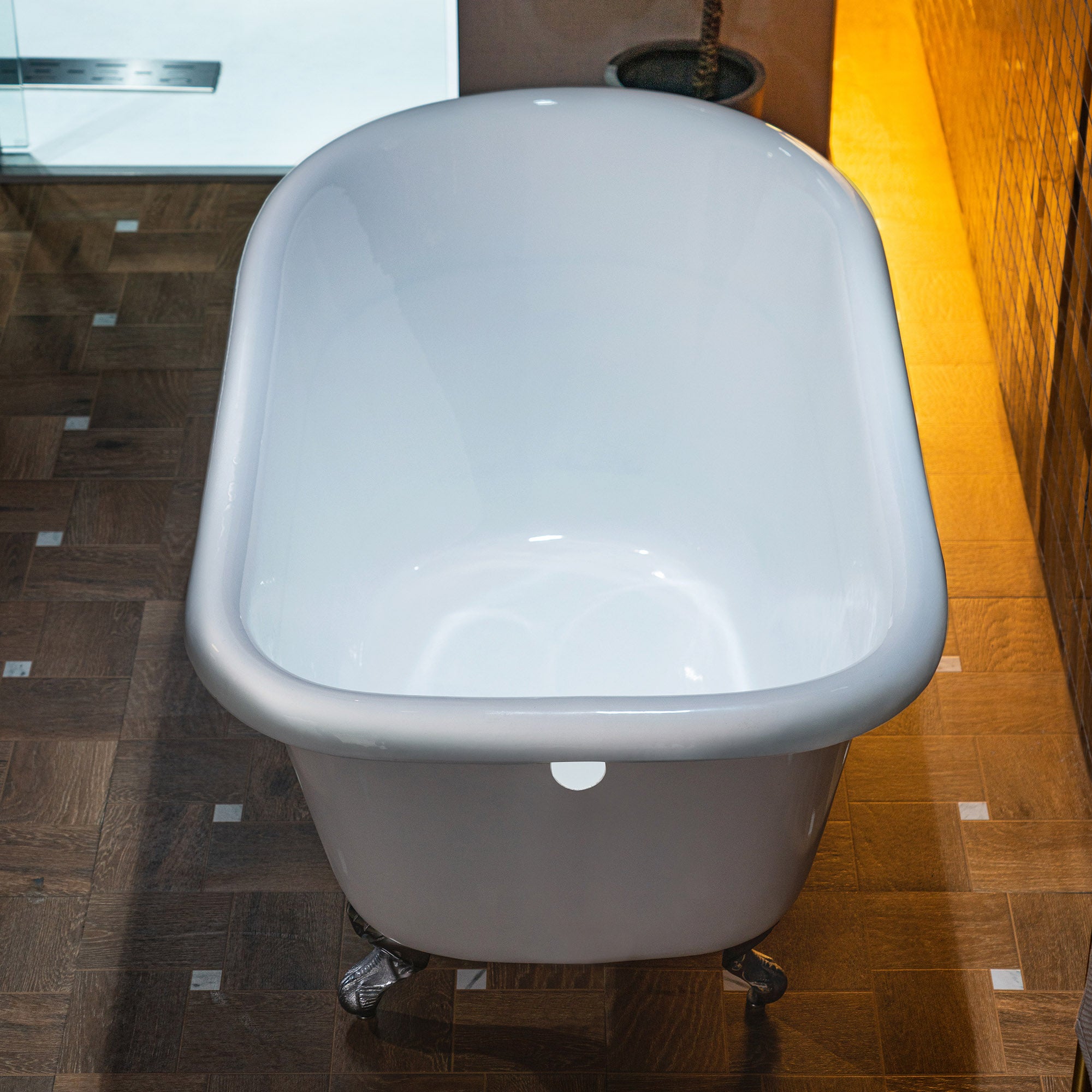 WOODBRIDGE TC0354 54 Inch Cast Iron Roll Top Clawfoot Bathtub with Chrome Feet