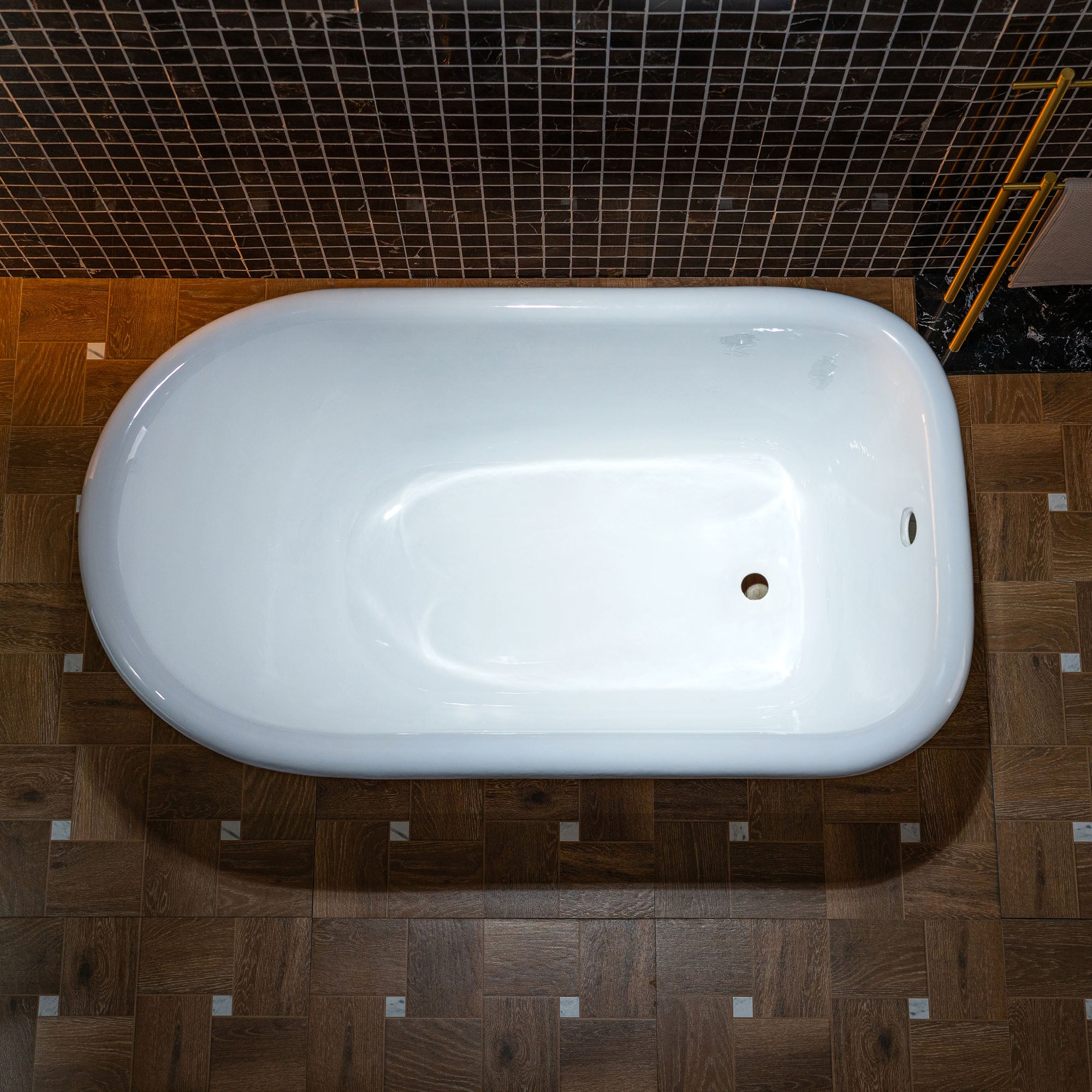 WOODBRIDGE TC0354 54 Inch Cast Iron Roll Top Clawfoot Bathtub with Chrome Feet