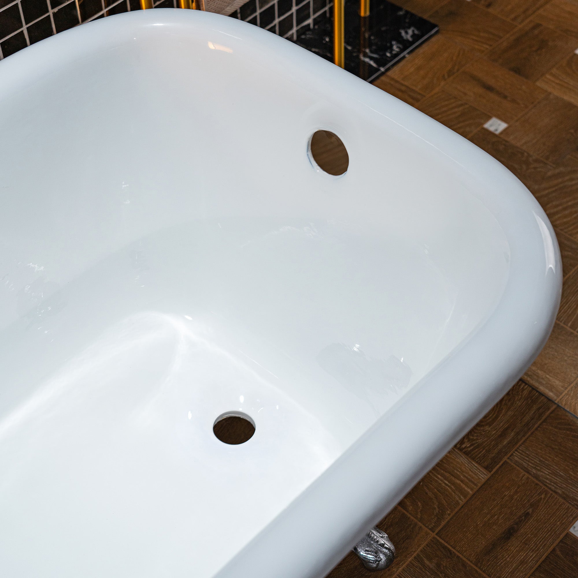 WOODBRIDGE TC0354 54 Inch Cast Iron Roll Top Clawfoot Bathtub with Chrome Feet