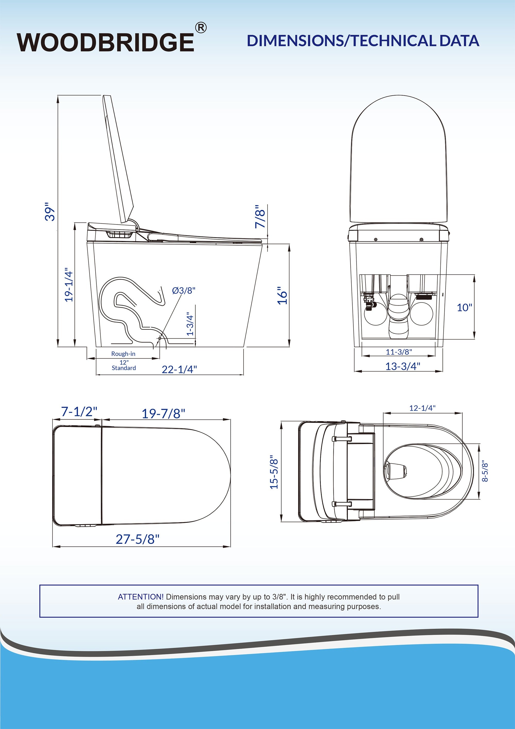 WOODBRIDGE B0980S Intelligent Smart Bidet Toilet | Auto Flush & Heated Seat