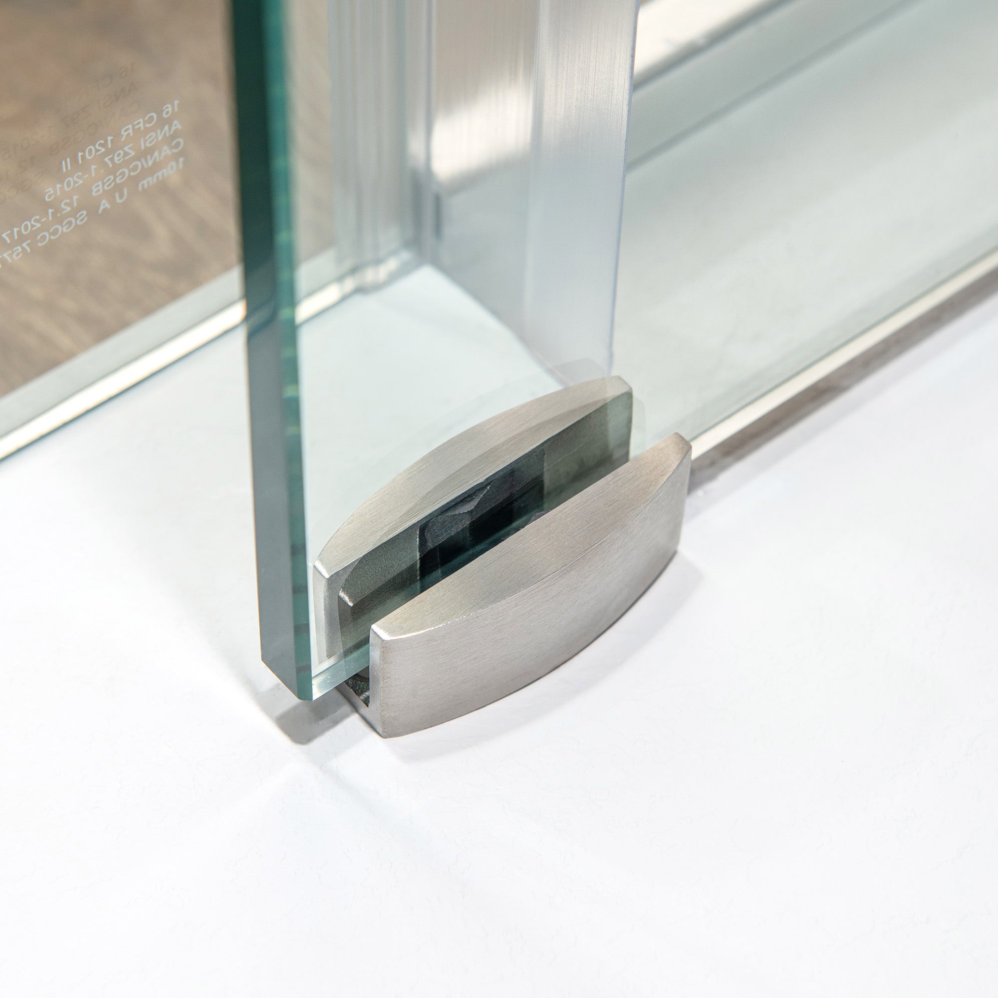 WOODBRIDGE Frameless Single Sliding Shower Doors, 45.5-48" Width x 76"Height with 3/8"(10mm) Clear Tempered Glass, Soft Close System and Explosion-Proof Film
