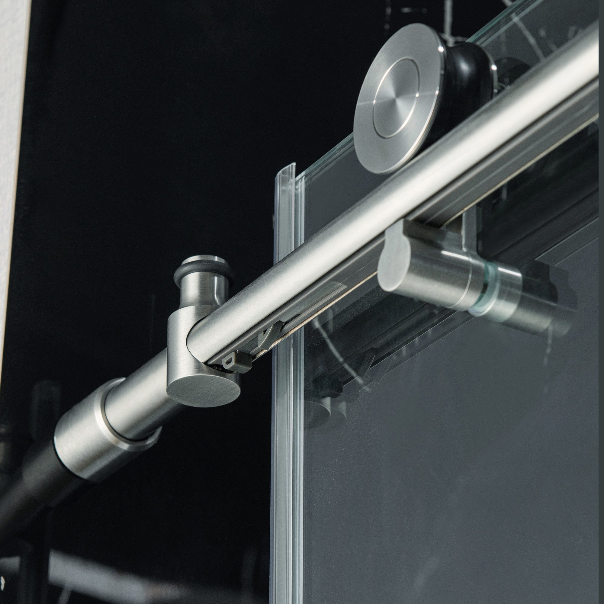 WOODBRIDGE Frameless Single Sliding Shower Doors, 45.5-48" Width x 76"Height with 3/8"(10mm) Clear Tempered Glass, Soft Close System and Explosion-Proof Film
