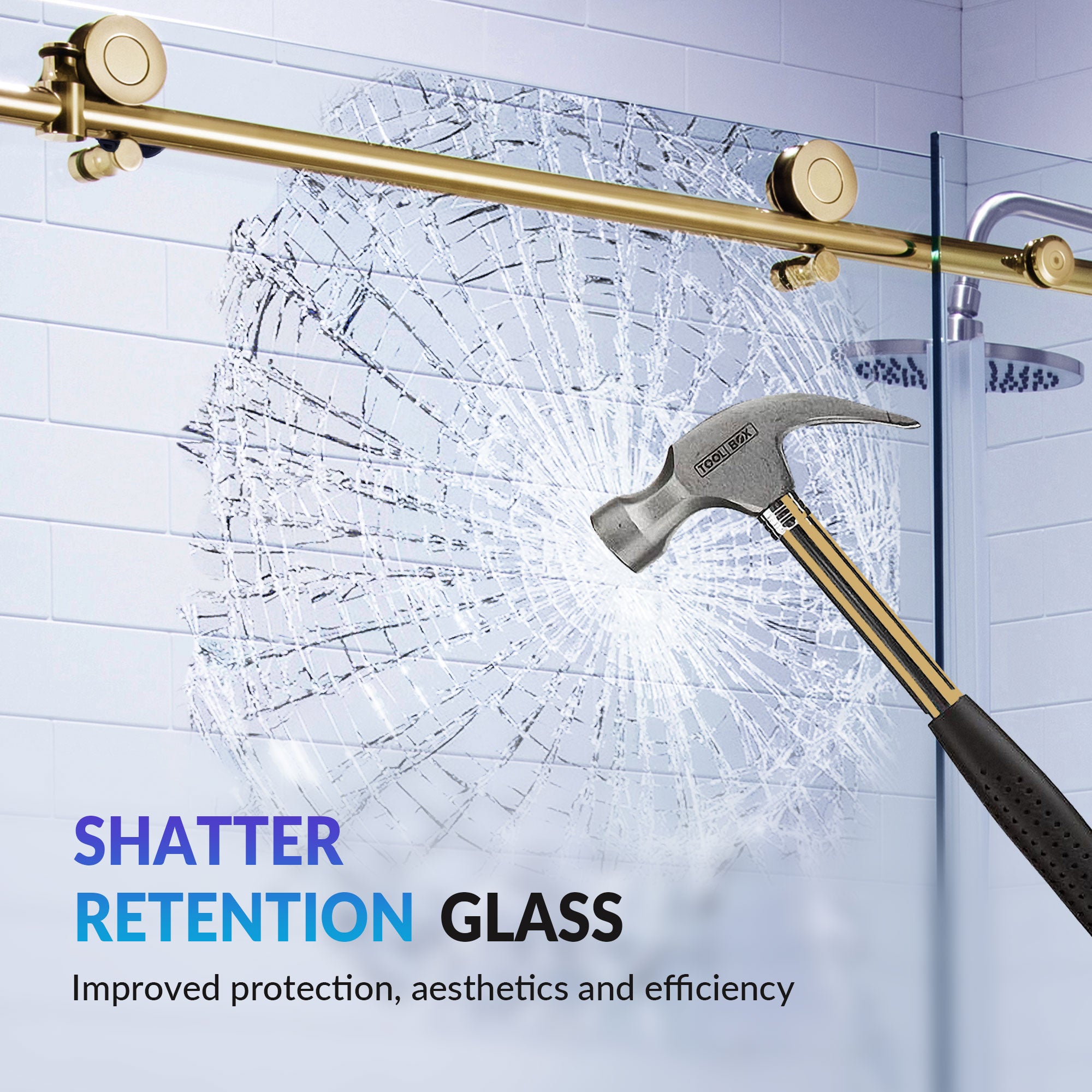 WOODBRIDGE Frameless Single Sliding Shower Doors, 45.5-48" Width x 76"Height with 3/8"(10mm) Clear Tempered Glass, Soft Close System and Explosion-Proof Film