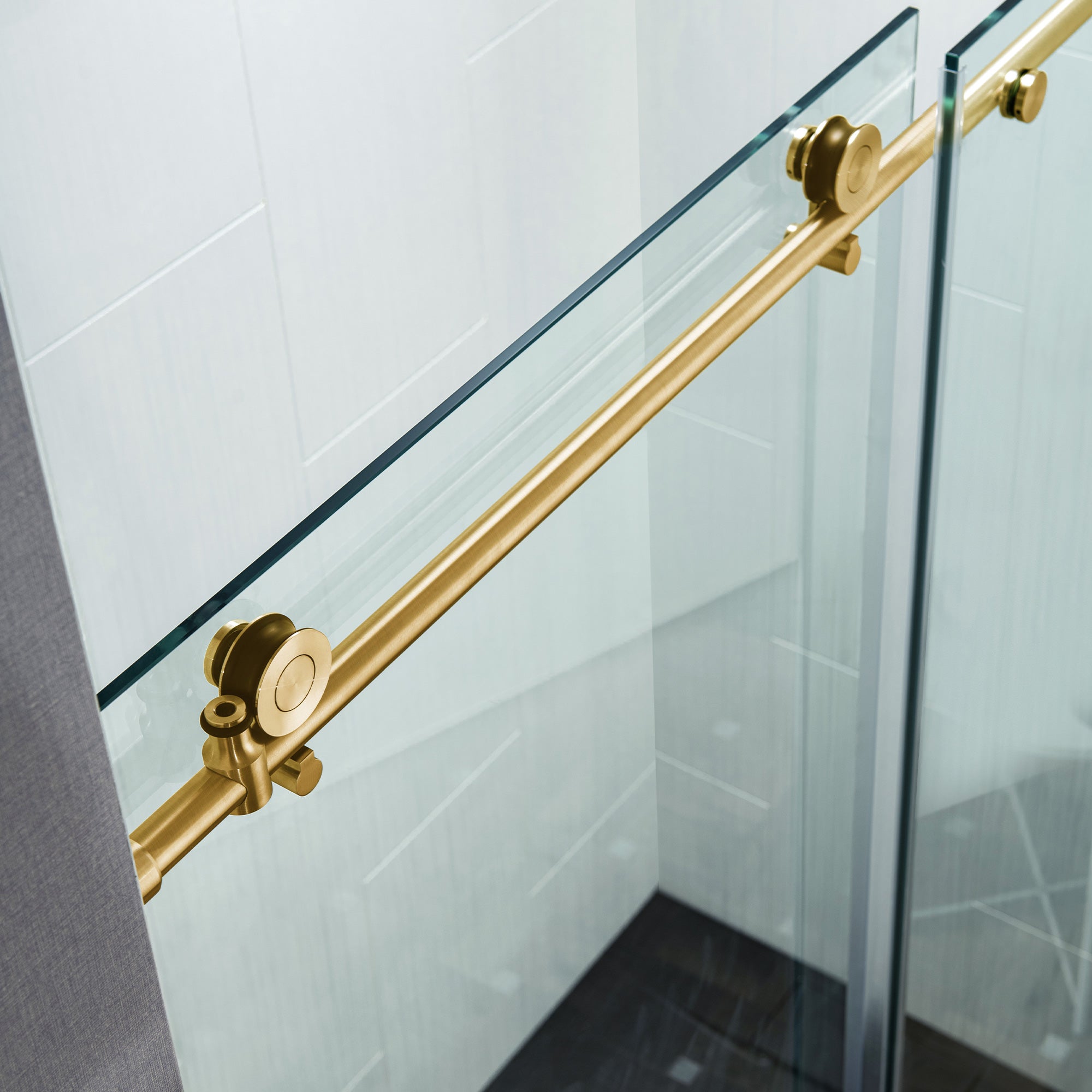 WOODBRIDGE Frameless Single Sliding Shower Doors, 45.5-48" Width x 76"Height with 3/8"(10mm) Clear Tempered Glass, Soft Close System and Explosion-Proof Film