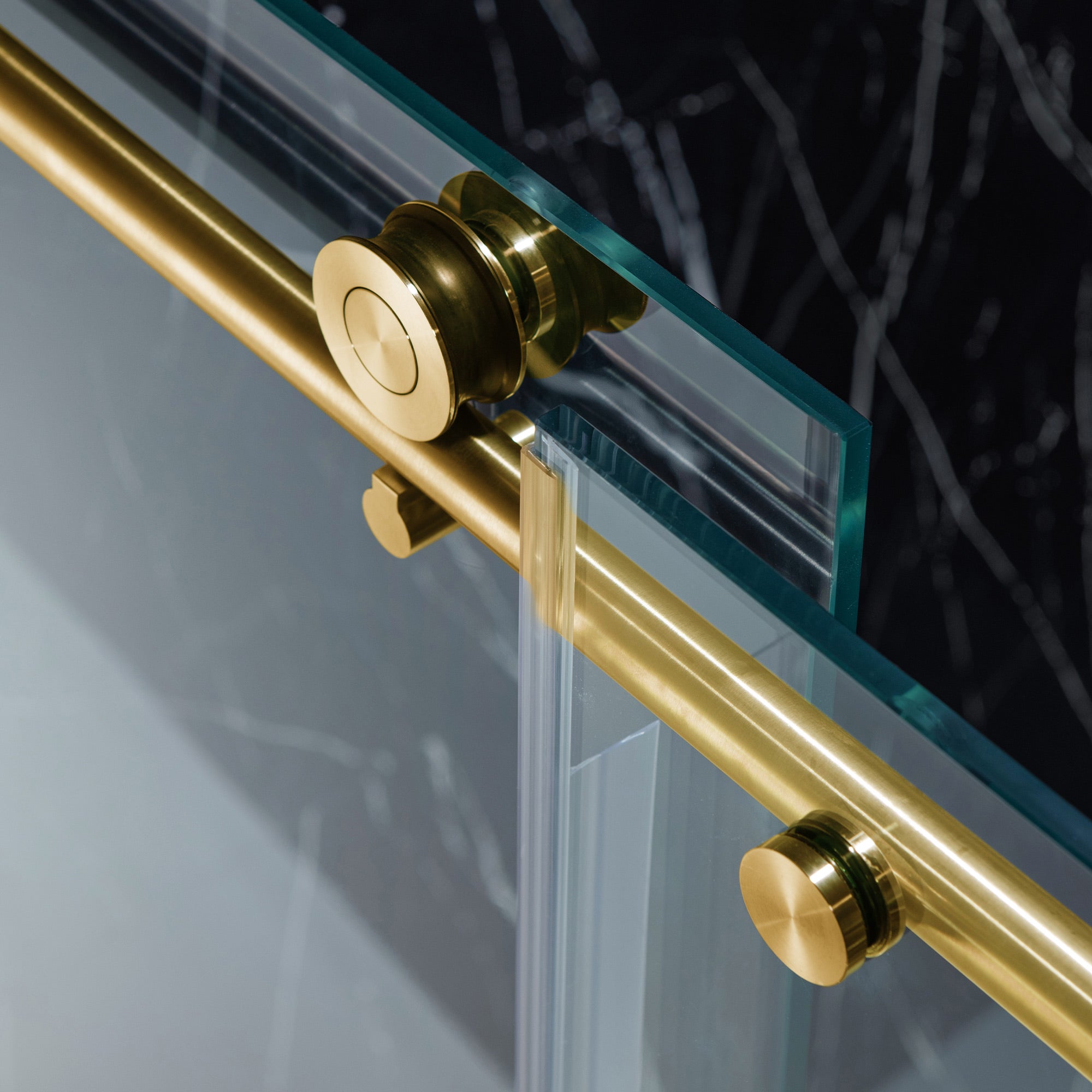 WOODBRIDGE Frameless Single Sliding Shower Doors, 45.5-48" Width x 76"Height with 3/8"(10mm) Clear Tempered Glass, Soft Close System and Explosion-Proof Film