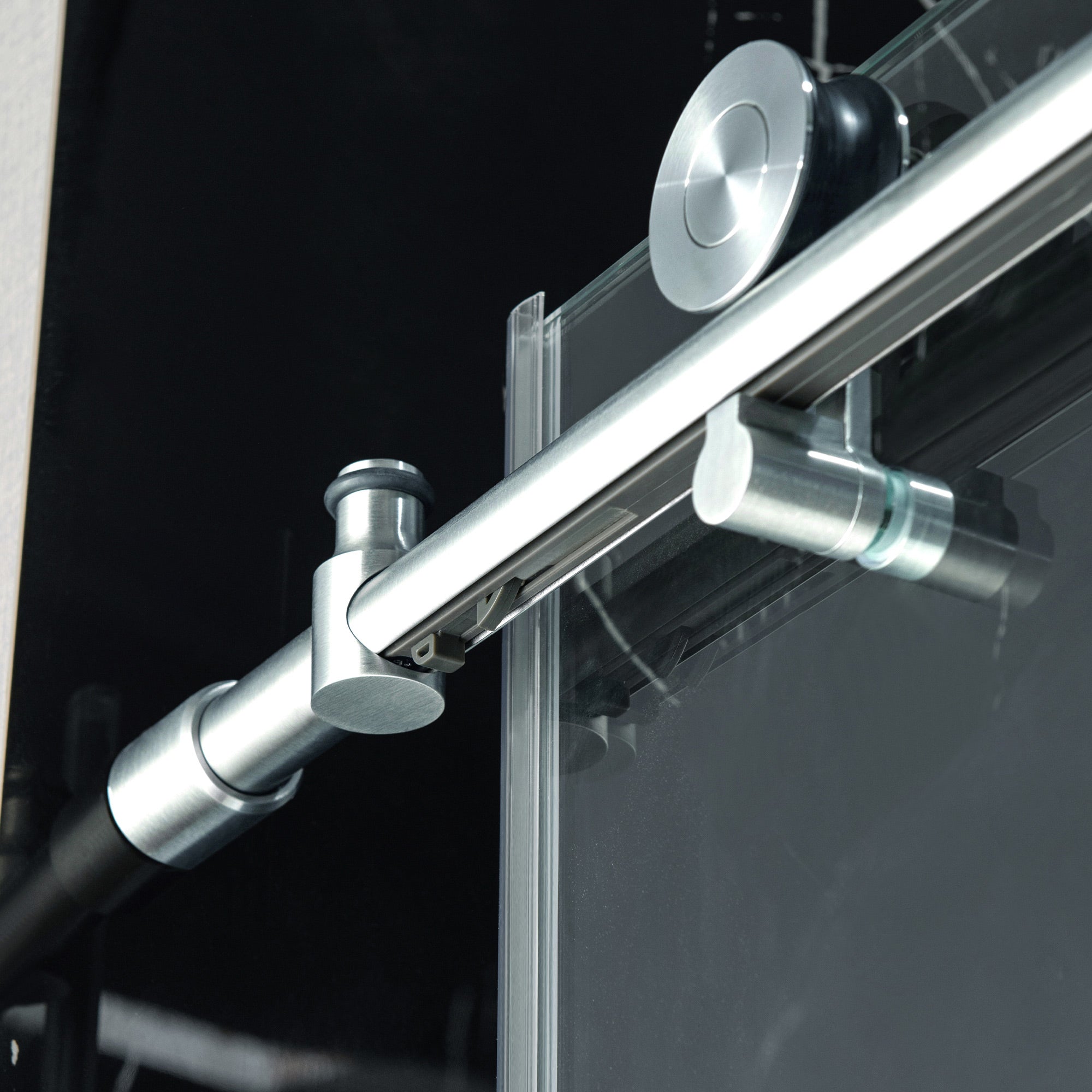 WOODBRIDGE Frameless Single Sliding Shower Doors, 45.5-48" Width x 76"Height with 3/8"(10mm) Clear Tempered Glass, Soft Close System and Explosion-Proof Film
