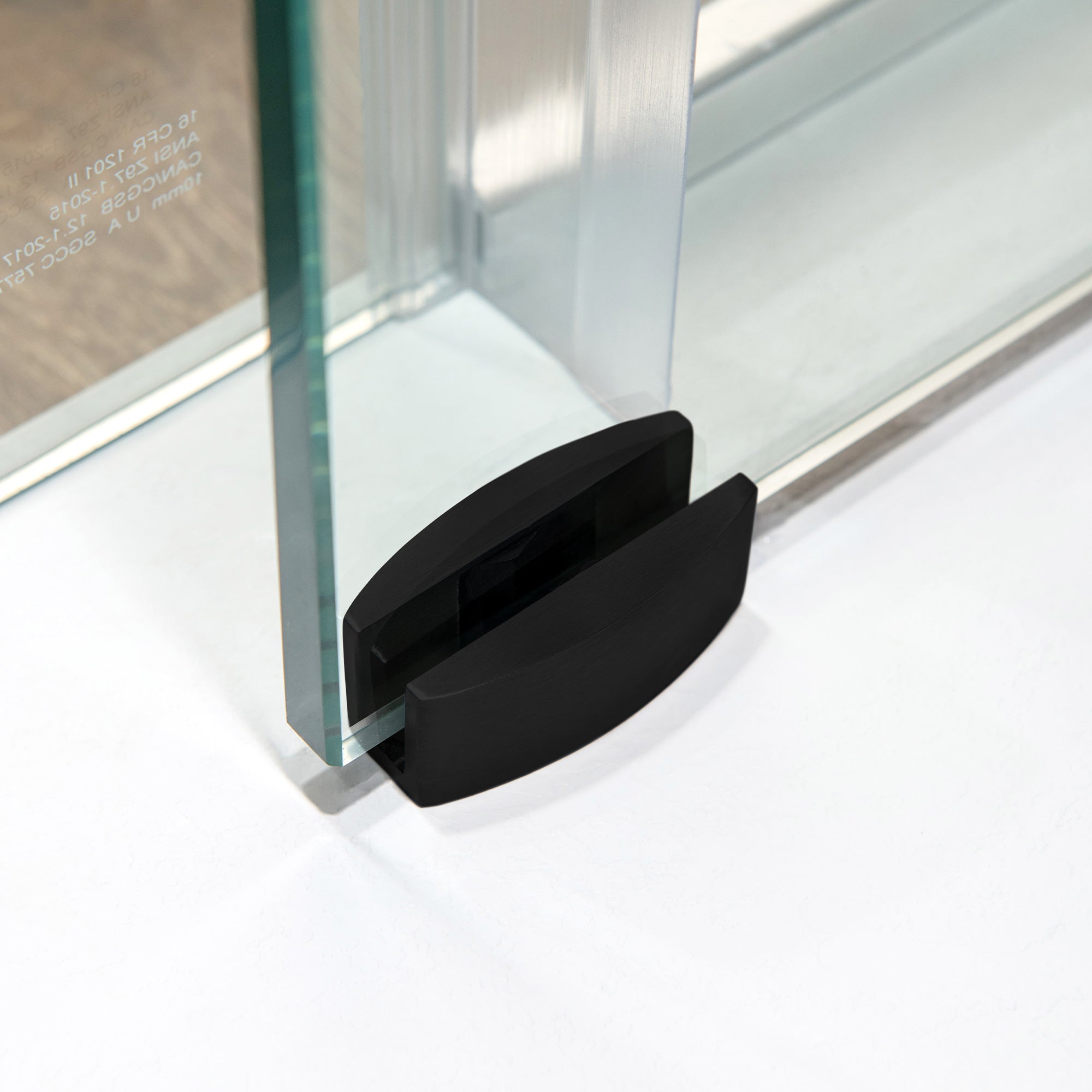 WOODBRIDGE Frameless Single Sliding Shower Doors, 45.5-48" Width x 76"Height with 3/8"(10mm) Clear Tempered Glass, Soft Close System and Explosion-Proof Film