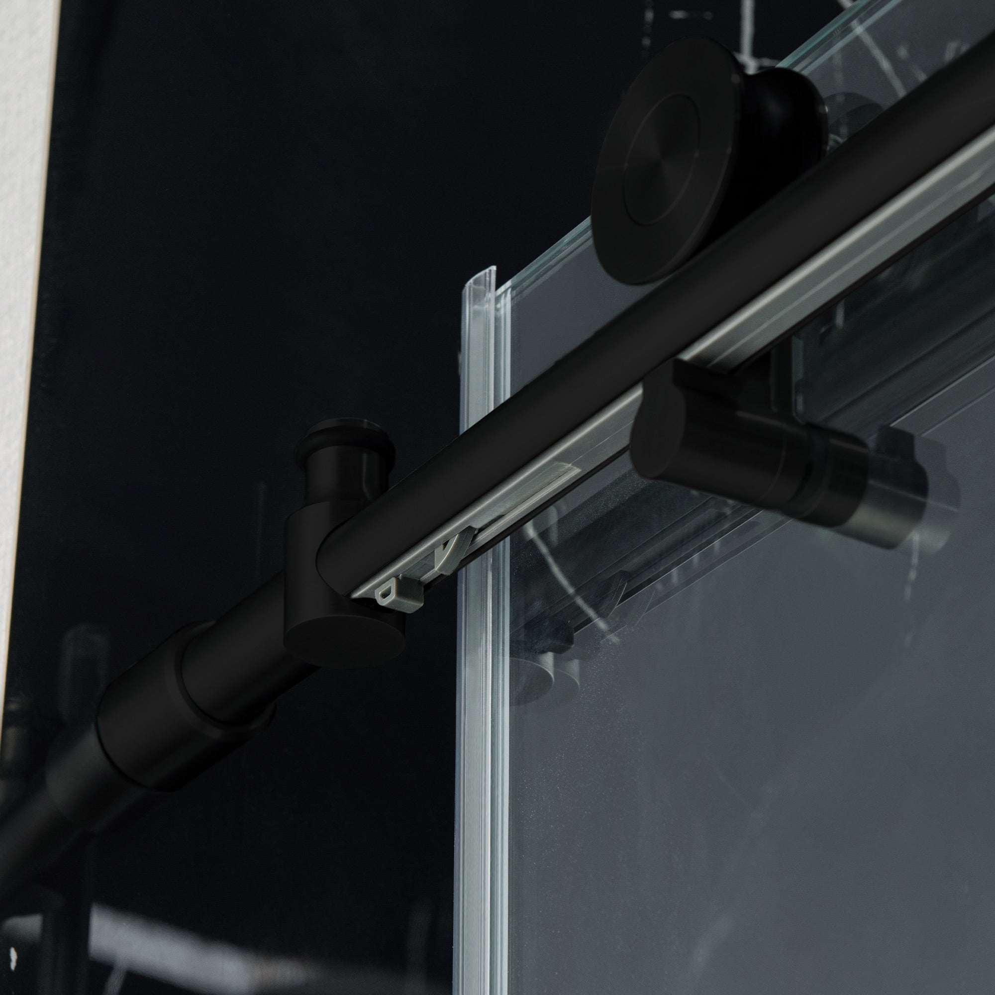 WOODBRIDGE Frameless Single Sliding Shower Doors, 45.5-48" Width x 76"Height with 3/8"(10mm) Clear Tempered Glass, Soft Close System and Explosion-Proof Film