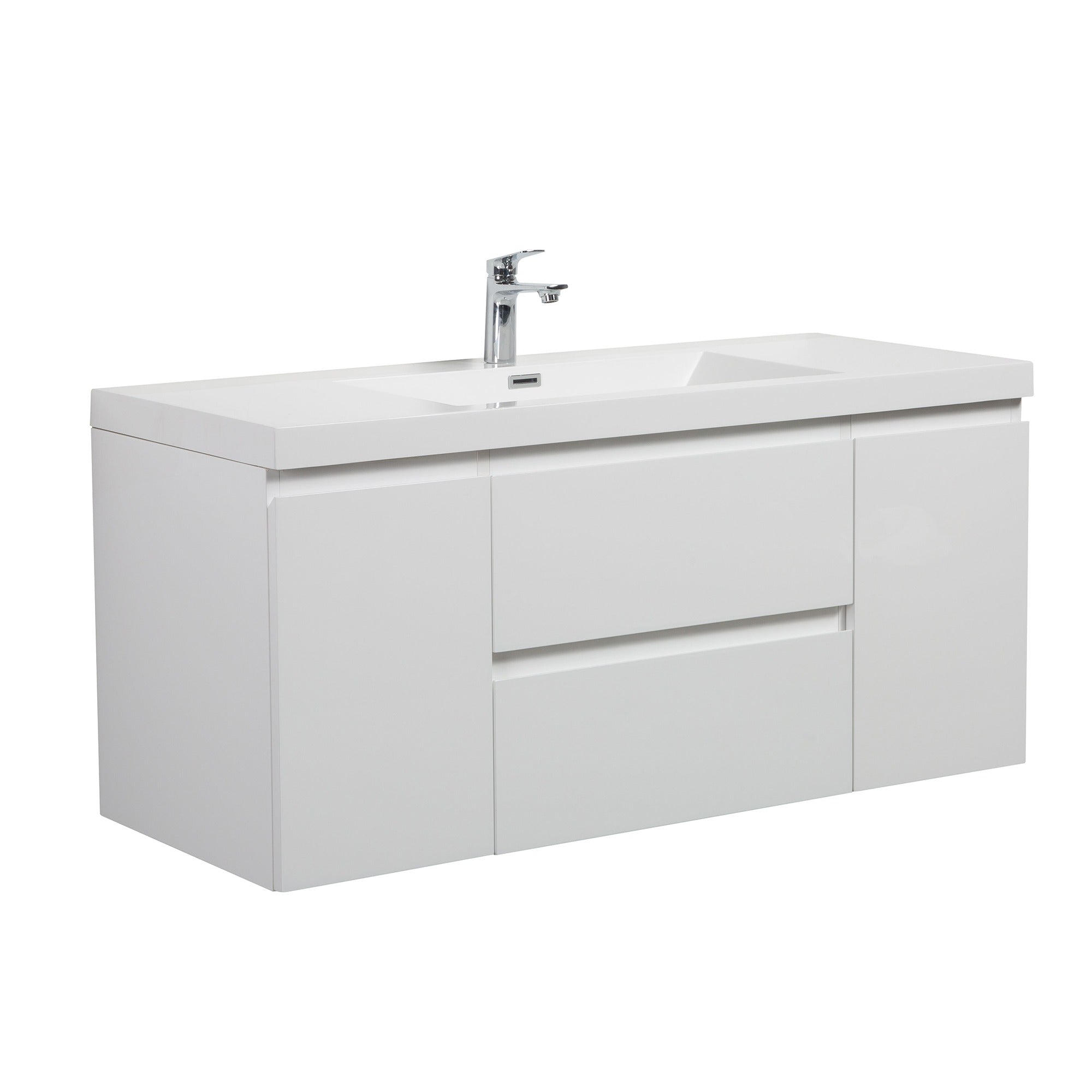 WOODBRIDGE 47-1/4 in. W x 19-5/8 in. D Wall Mounted Floating Vanity in Glossy White with Resin Composite Vanity Top in Glossy White