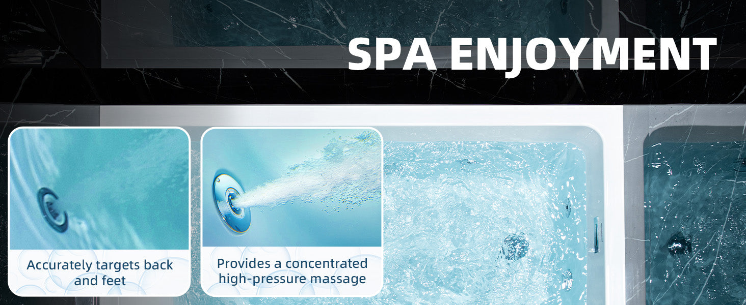 WOODBRIDGE 60" x 30" Alcove Acrylic Rectangular Whirlpool Heated Jetted Tub – Right Drain, White, BS666 Series