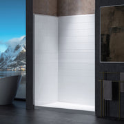 WOODBRIDGE Solid Surface 60" W X 79" H Shower Wall Panel Surround, Two Install Option, Cuttable, Staggered Brick Pattern, High Gloss White Finish