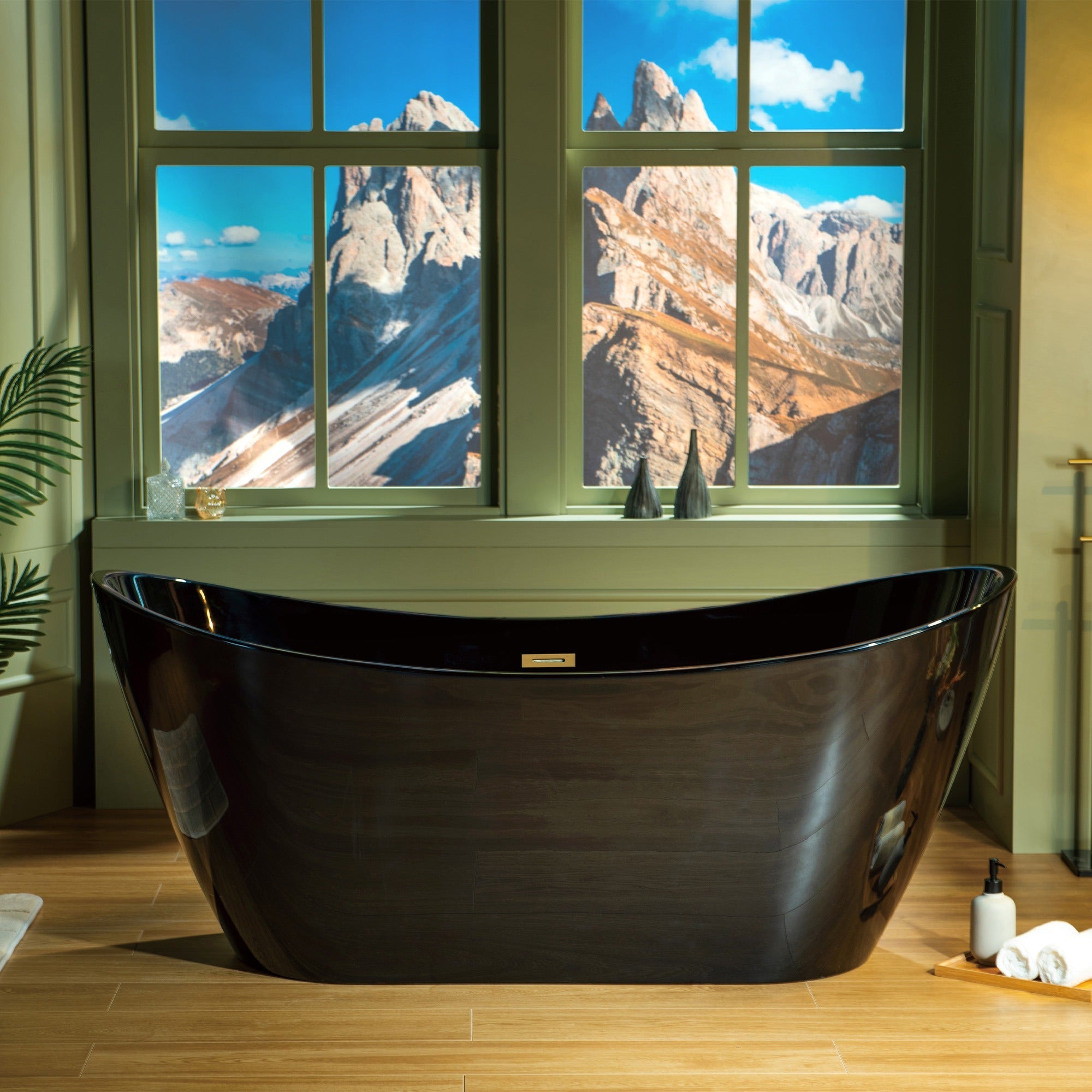 WOODBRIDGE 67" L x 31-1/2" W Freestanding Contemporary Acrylic Soaking Bathtub with Drain & Overflow, B8810
