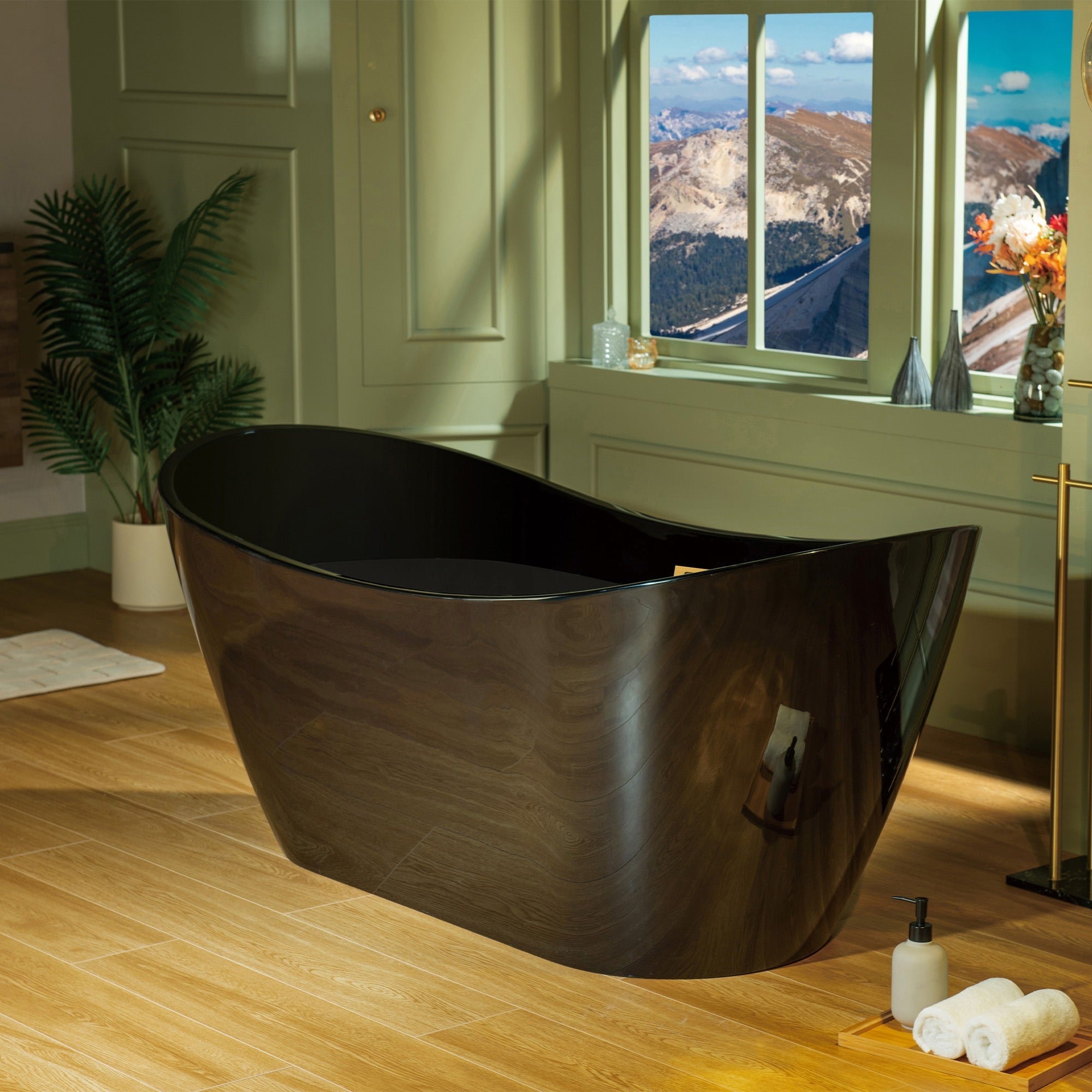 WOODBRIDGE 67" L x 31-1/2" W Freestanding Contemporary Acrylic Soaking Bathtub with Drain & Overflow, B8810