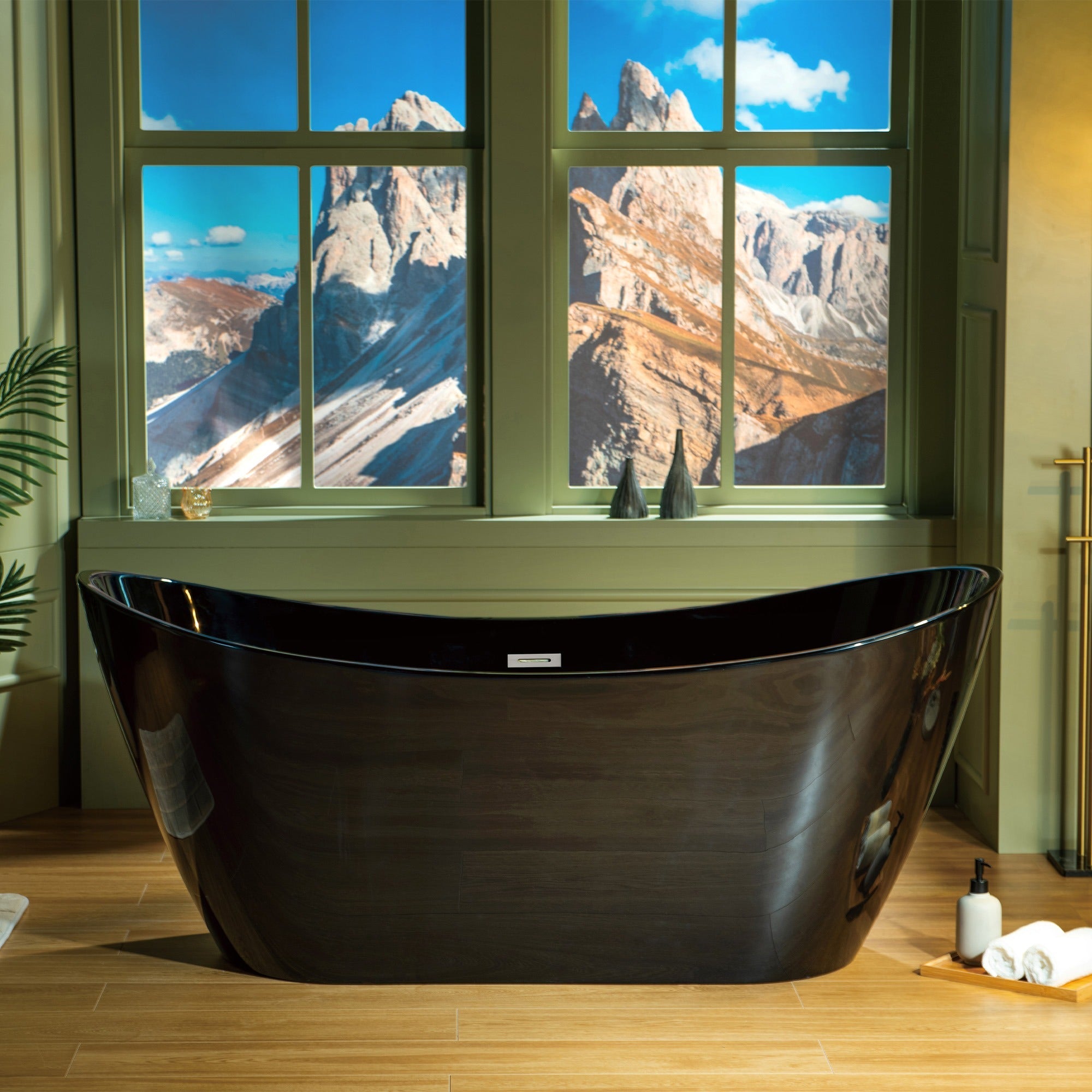 WOODBRIDGE 67" L x 31-1/2" W Freestanding Contemporary Acrylic Soaking Bathtub with Drain & Overflow, B8810