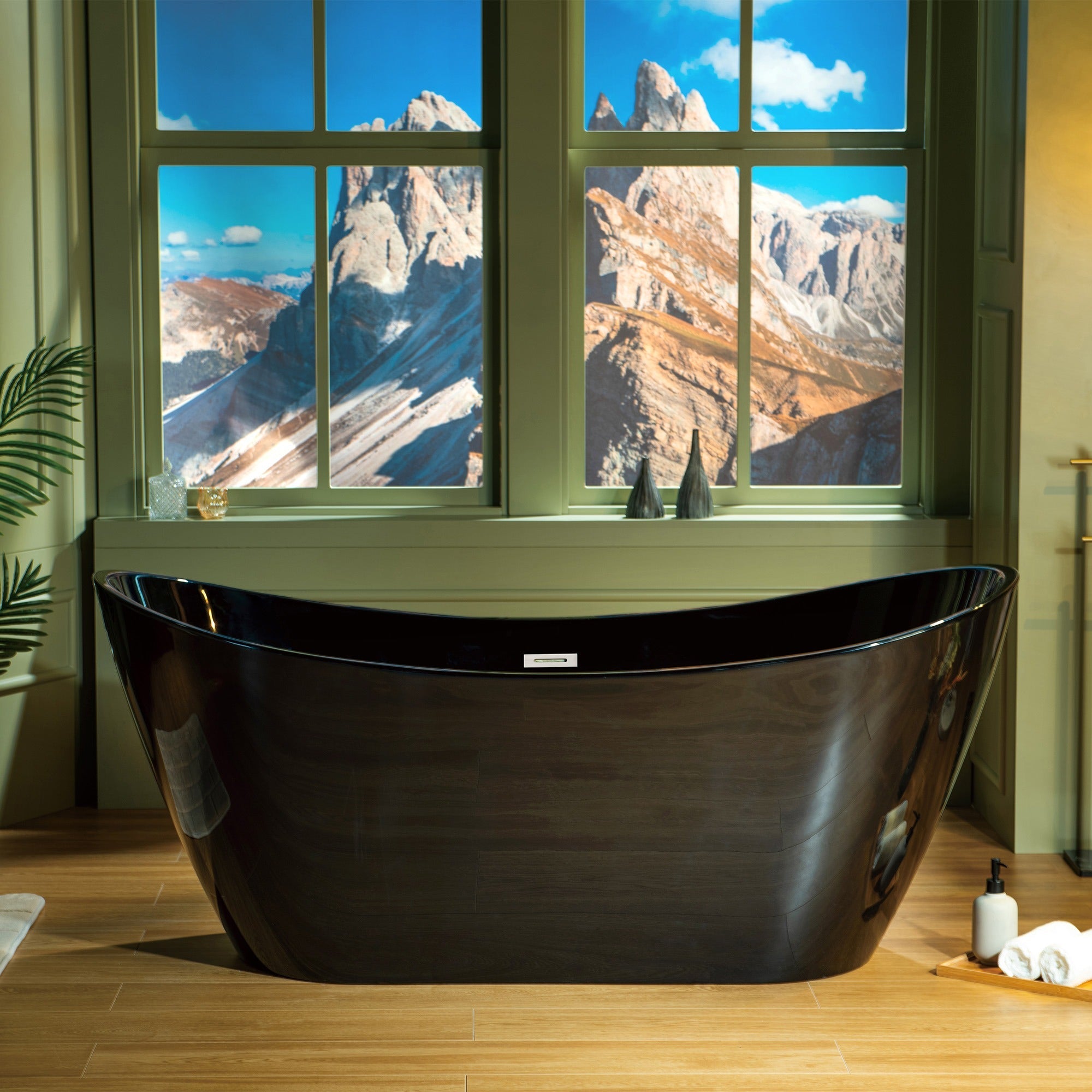 WOODBRIDGE 67" L x 31-1/2" W Freestanding Contemporary Acrylic Soaking Bathtub with Drain & Overflow, B8810