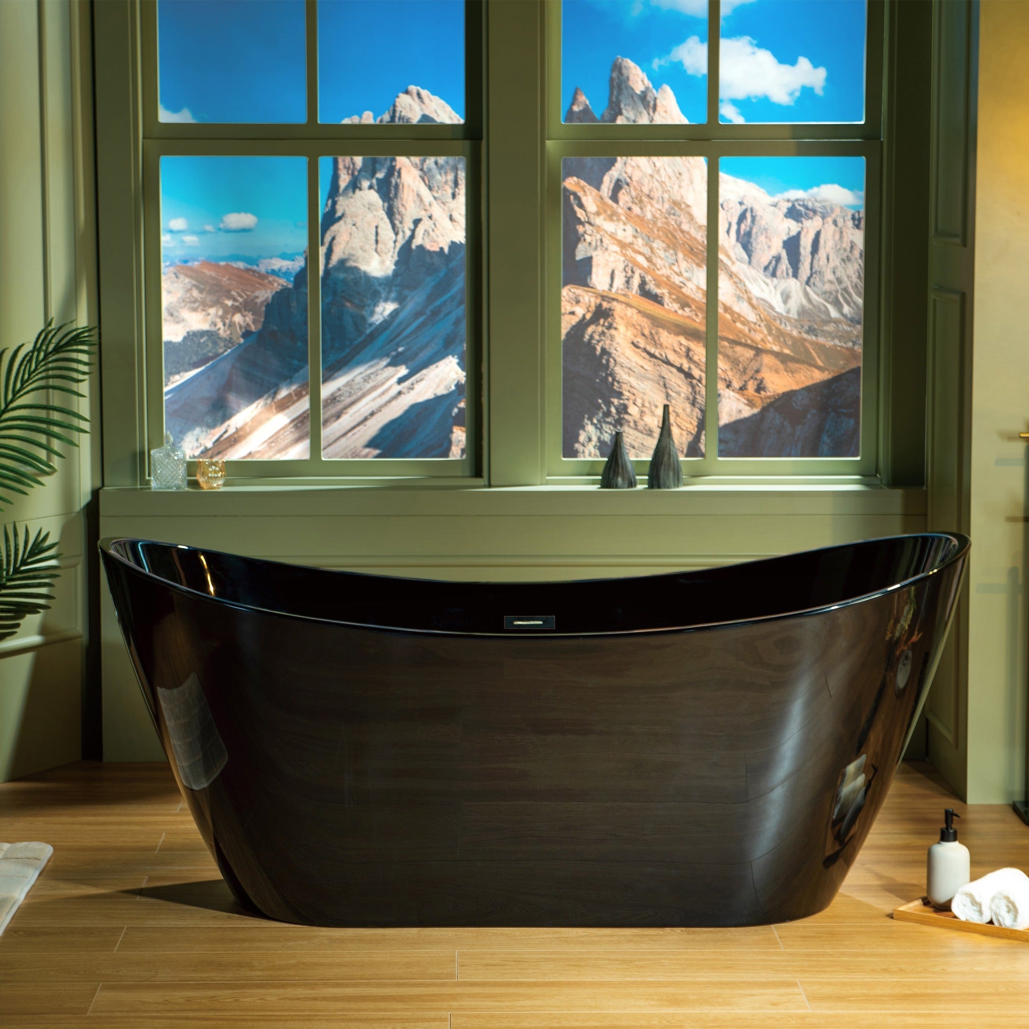 WOODBRIDGE 67" L x 31-1/2" W Freestanding Contemporary Acrylic Soaking Bathtub with Drain & Overflow, B8810