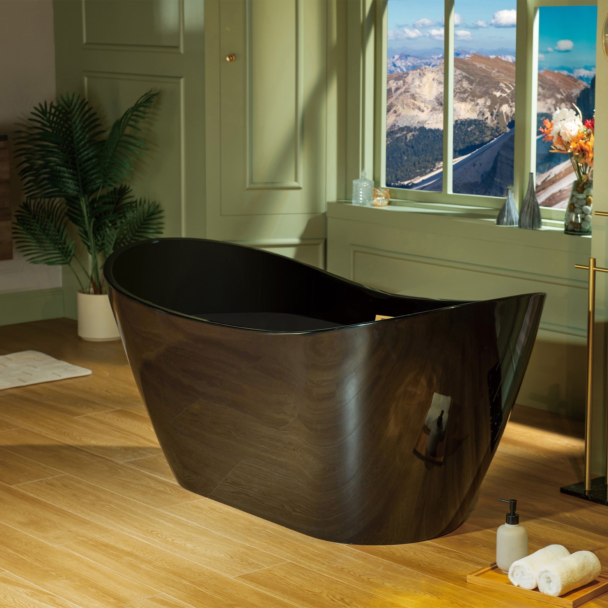 WOODBRIDGE 59" L x 28-3/4" W Freestanding Contemporary Acrylic Soaking Bathtub with Drain & Overflow, B8811