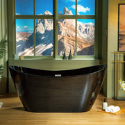 WOODBRIDGE 59" L x 28-3/4" W Freestanding Contemporary Acrylic Soaking Bathtub with Drain & Overflow, B8811