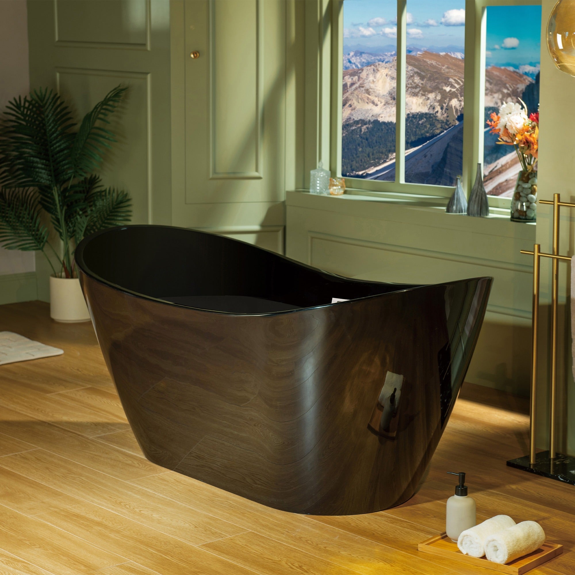 WOODBRIDGE 59" L x 28-3/4" W Freestanding Contemporary Acrylic Soaking Bathtub with Drain & Overflow, B8811