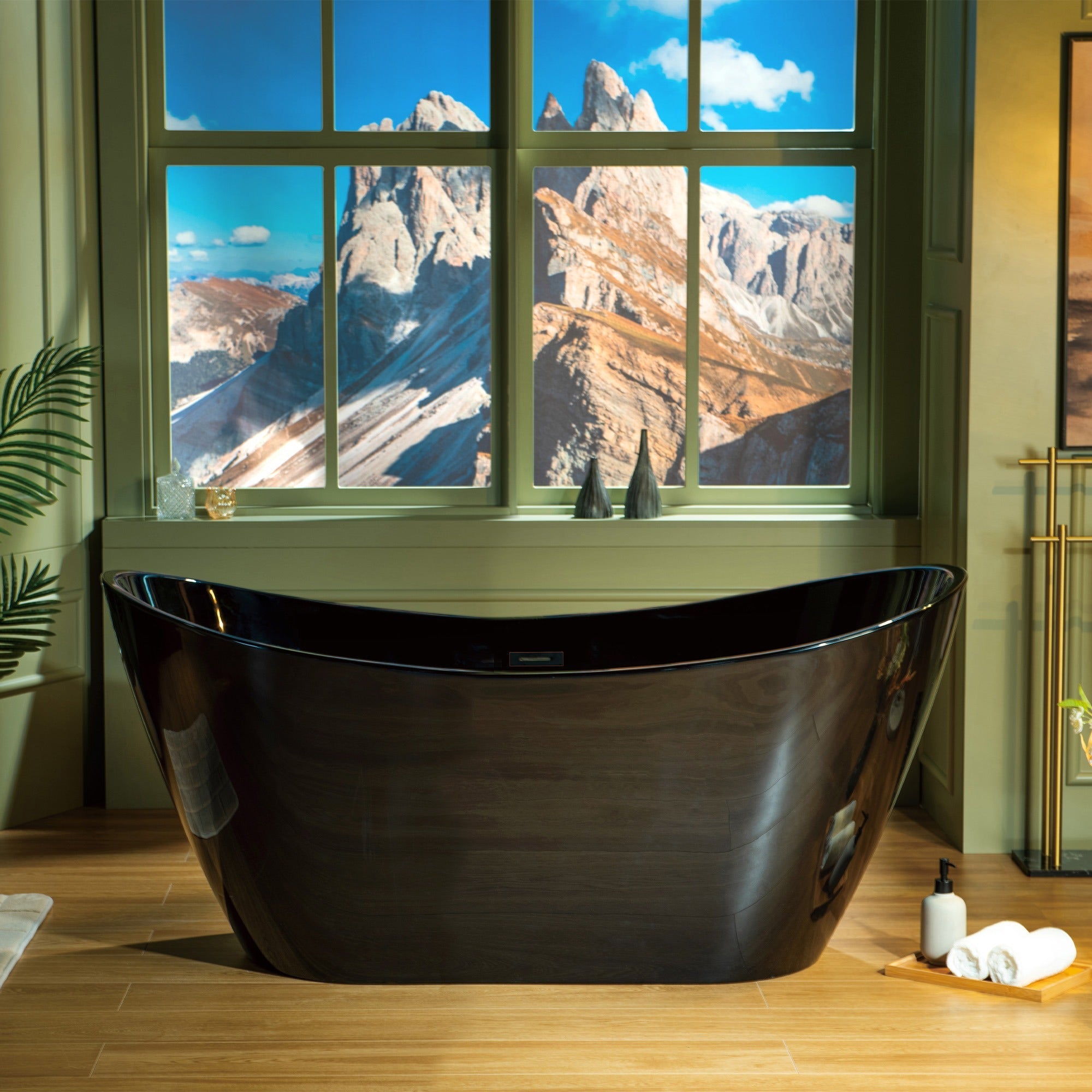 WOODBRIDGE 59" L x 28-3/4" W Freestanding Contemporary Acrylic Soaking Bathtub with Drain & Overflow, B8811