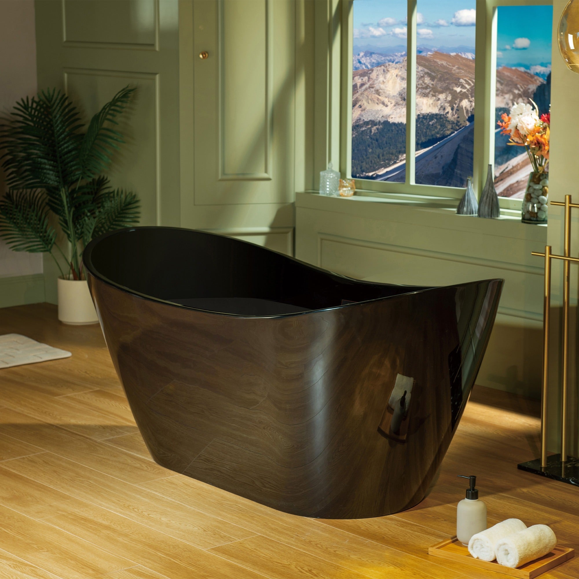 WOODBRIDGE 59" L x 28-3/4" W Freestanding Contemporary Acrylic Soaking Bathtub with Drain & Overflow, B8811