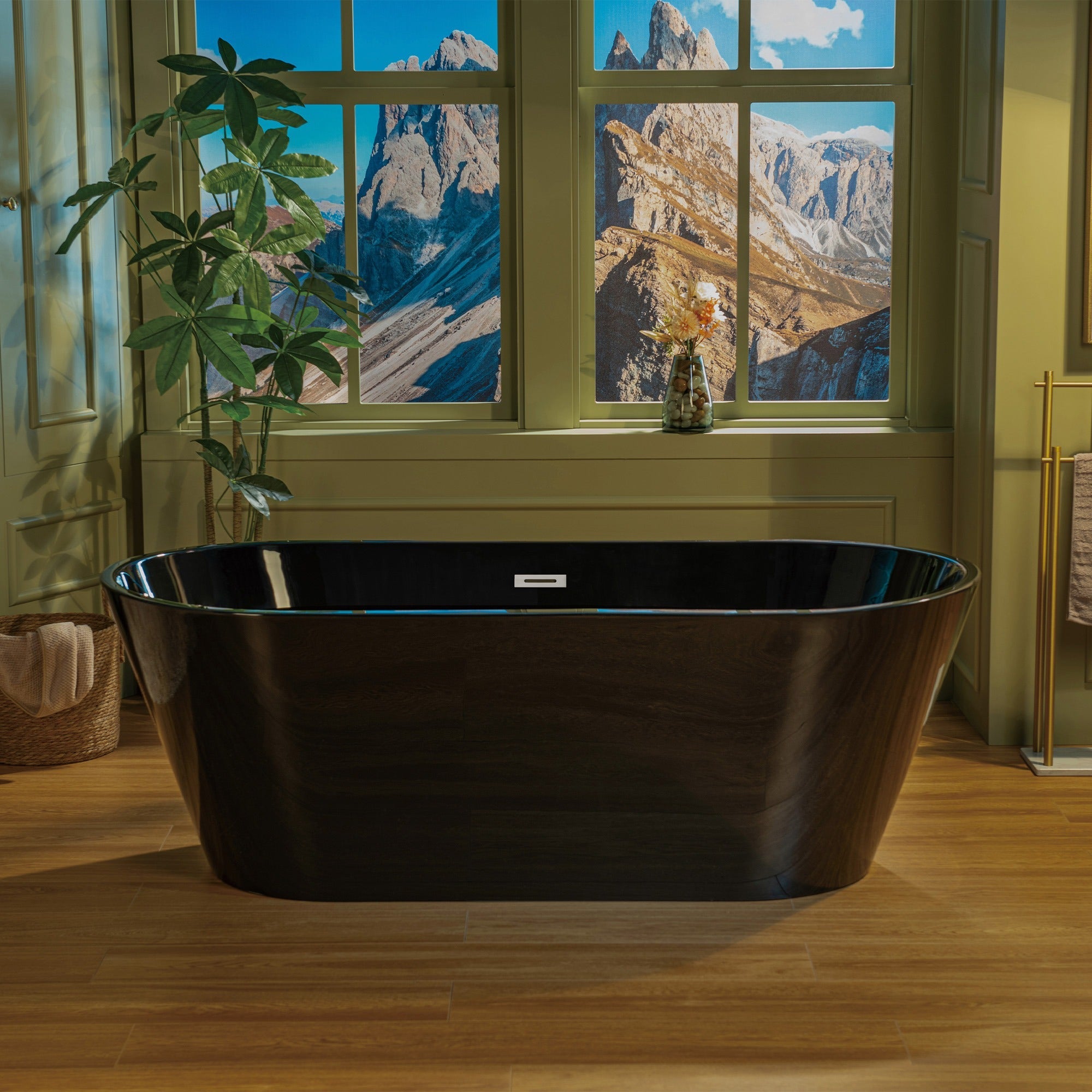 WOODBRIDGE 67" L x 31-1/2" W Freestanding Contemporary Acrylic Soaking Bathtub with Drain & Overflow, B8813