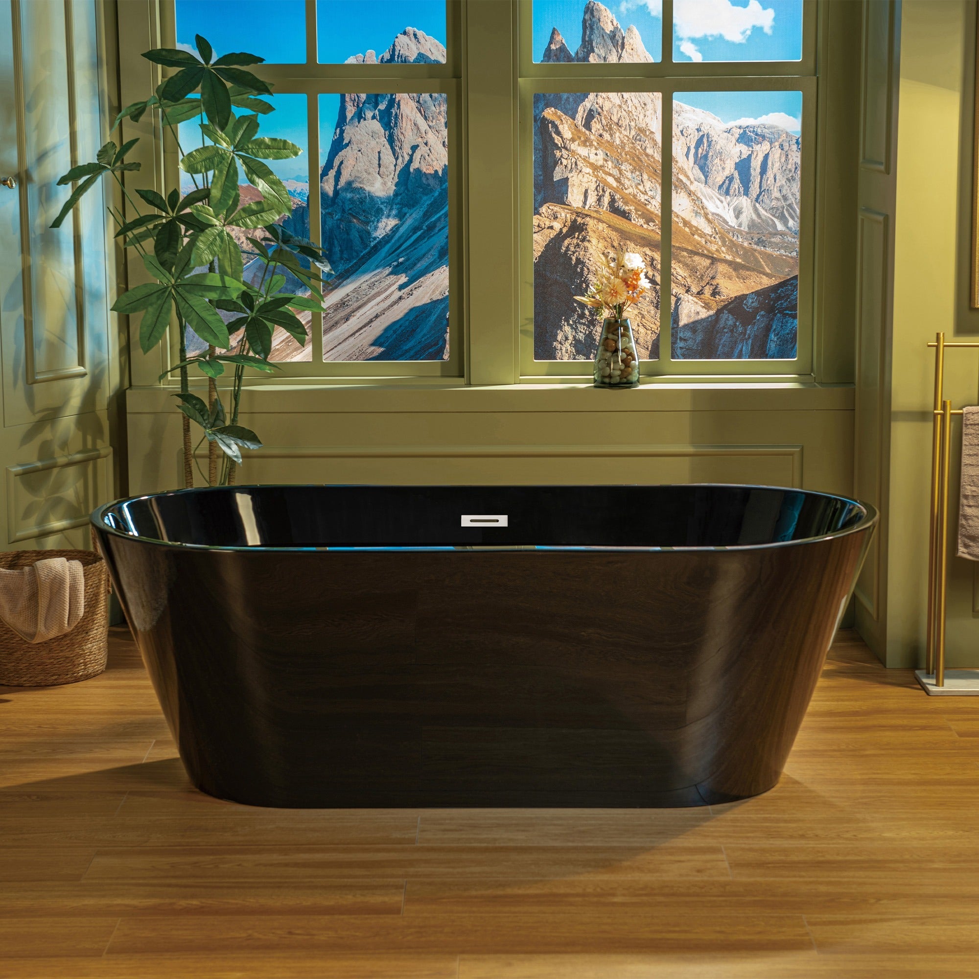 WOODBRIDGE 67" L x 31-1/2" W Freestanding Contemporary Acrylic Soaking Bathtub with Drain & Overflow, B8813