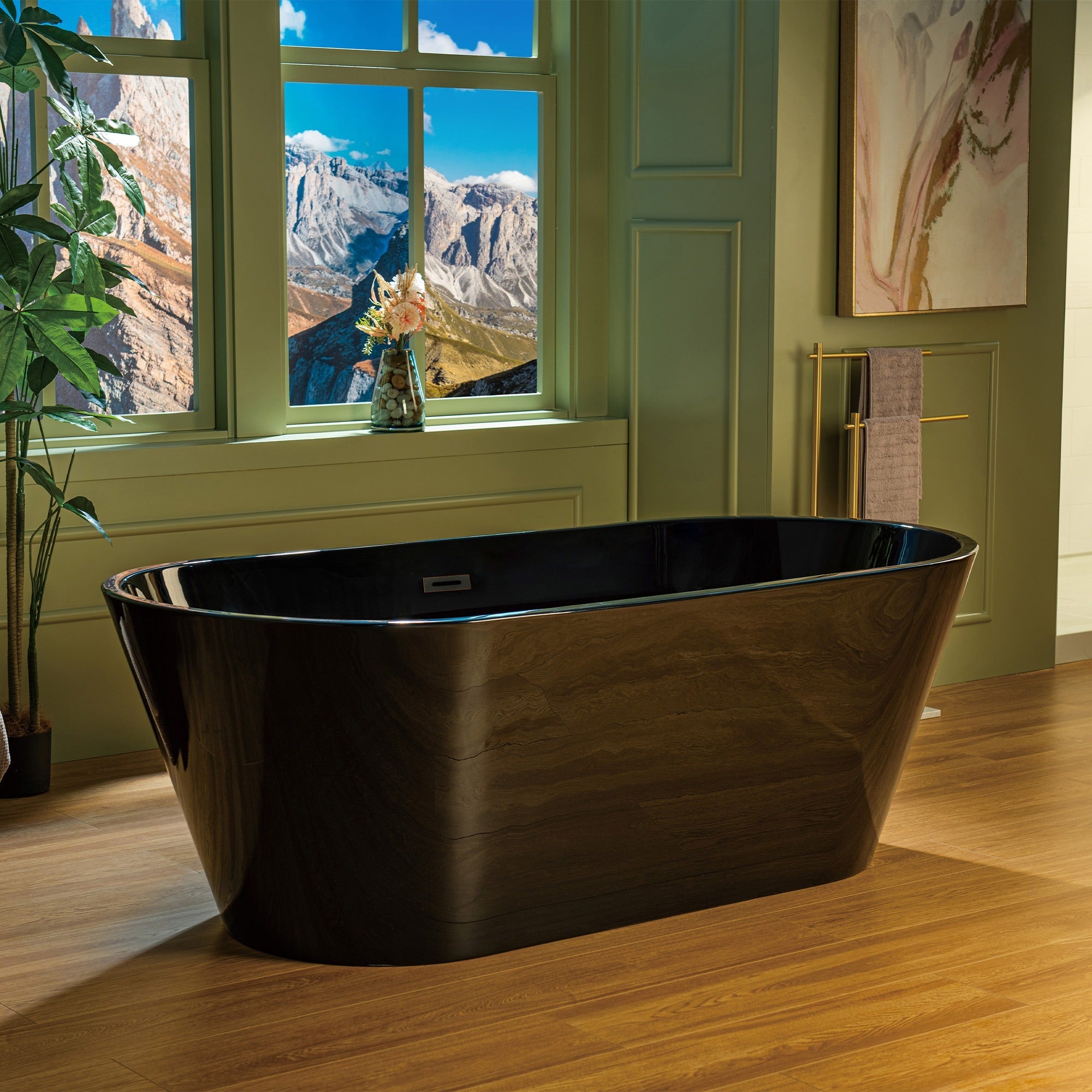 WOODBRIDGE 67" L x 31-1/2" W Freestanding Contemporary Acrylic Soaking Bathtub with Drain & Overflow, B8813