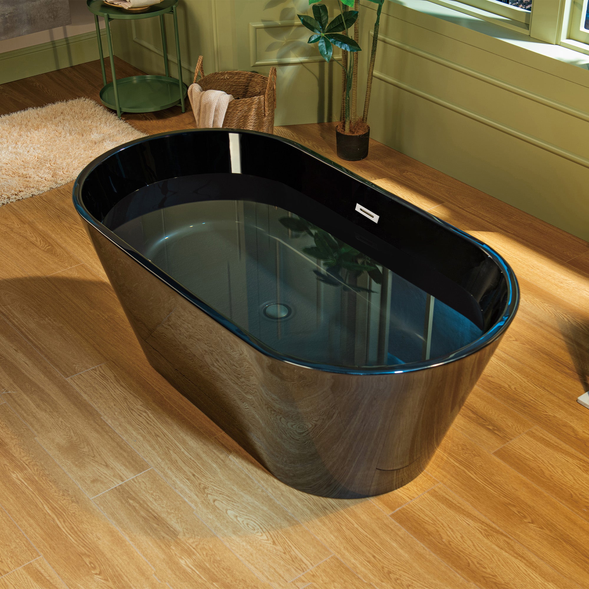WOODBRIDGE 59" L x 29-1/2" W Freestanding Contemporary Acrylic Soaking Bathtub