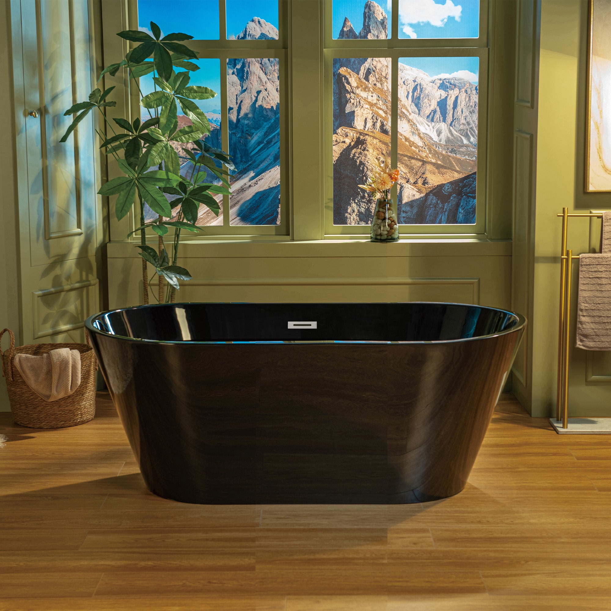 WOODBRIDGE 59" L x 29-1/2" W Freestanding Contemporary Acrylic Soaking Bathtub