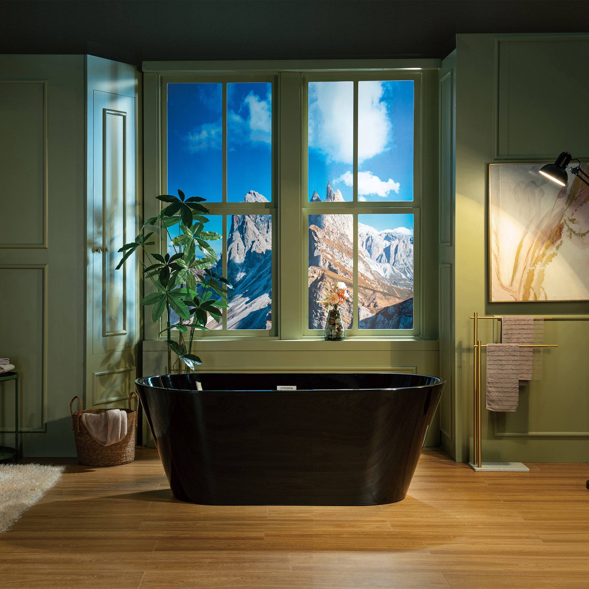 WOODBRIDGE 59" L x 29-1/2" W Freestanding Contemporary Acrylic Soaking Bathtub