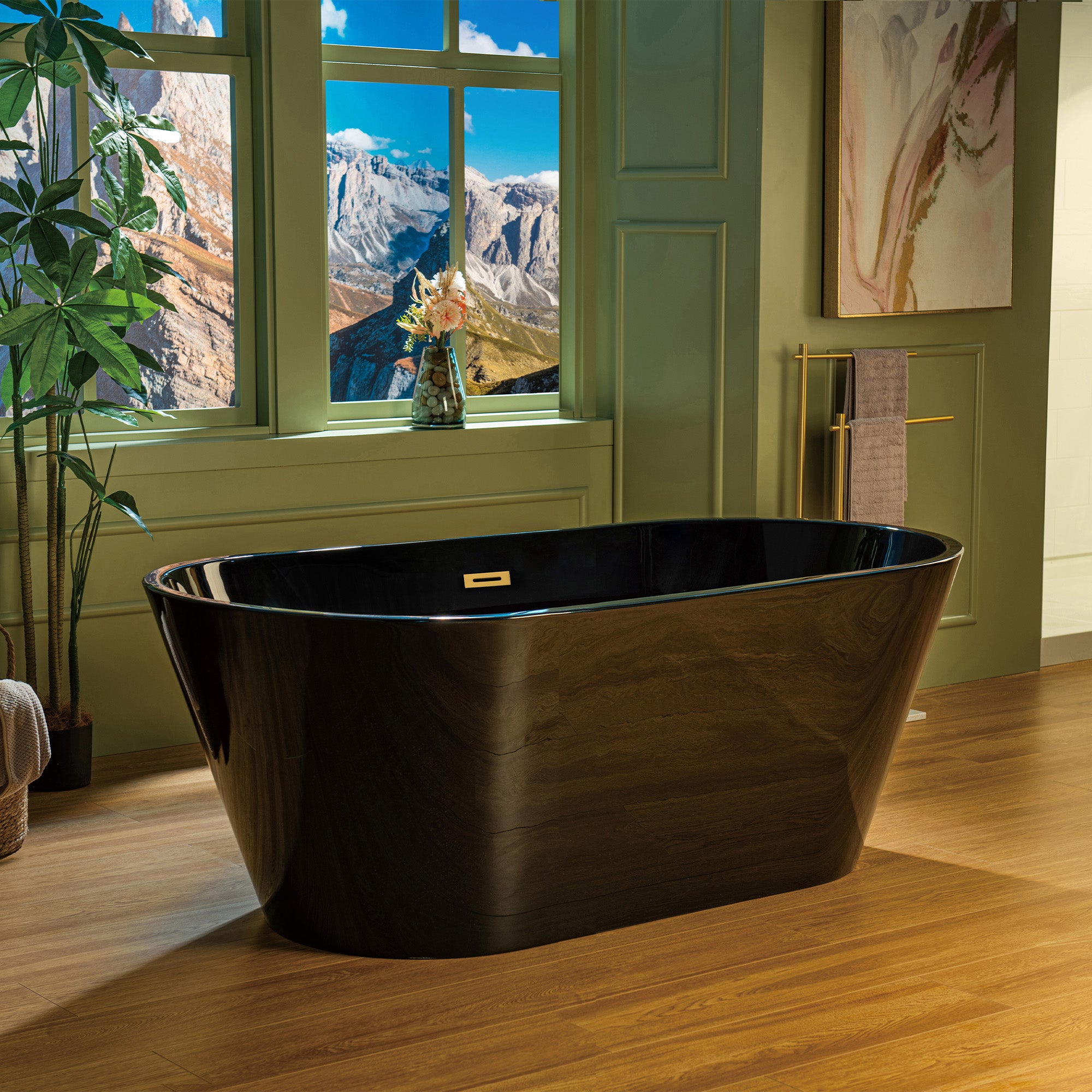 WOODBRIDGE 59" L x 29-1/2" W Freestanding Contemporary Acrylic Soaking Bathtub