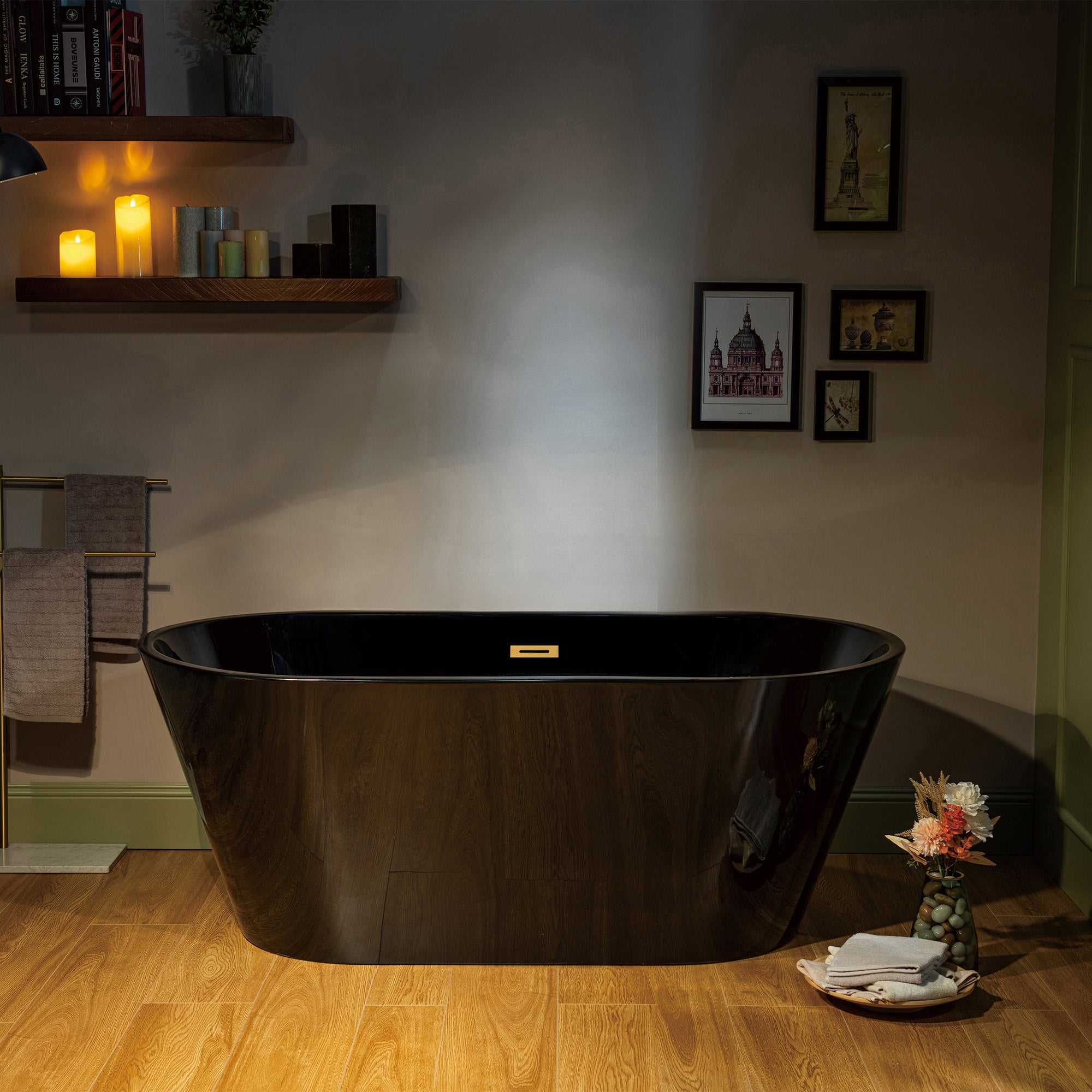 WOODBRIDGE 59" L x 29-1/2" W Freestanding Contemporary Acrylic Soaking Bathtub