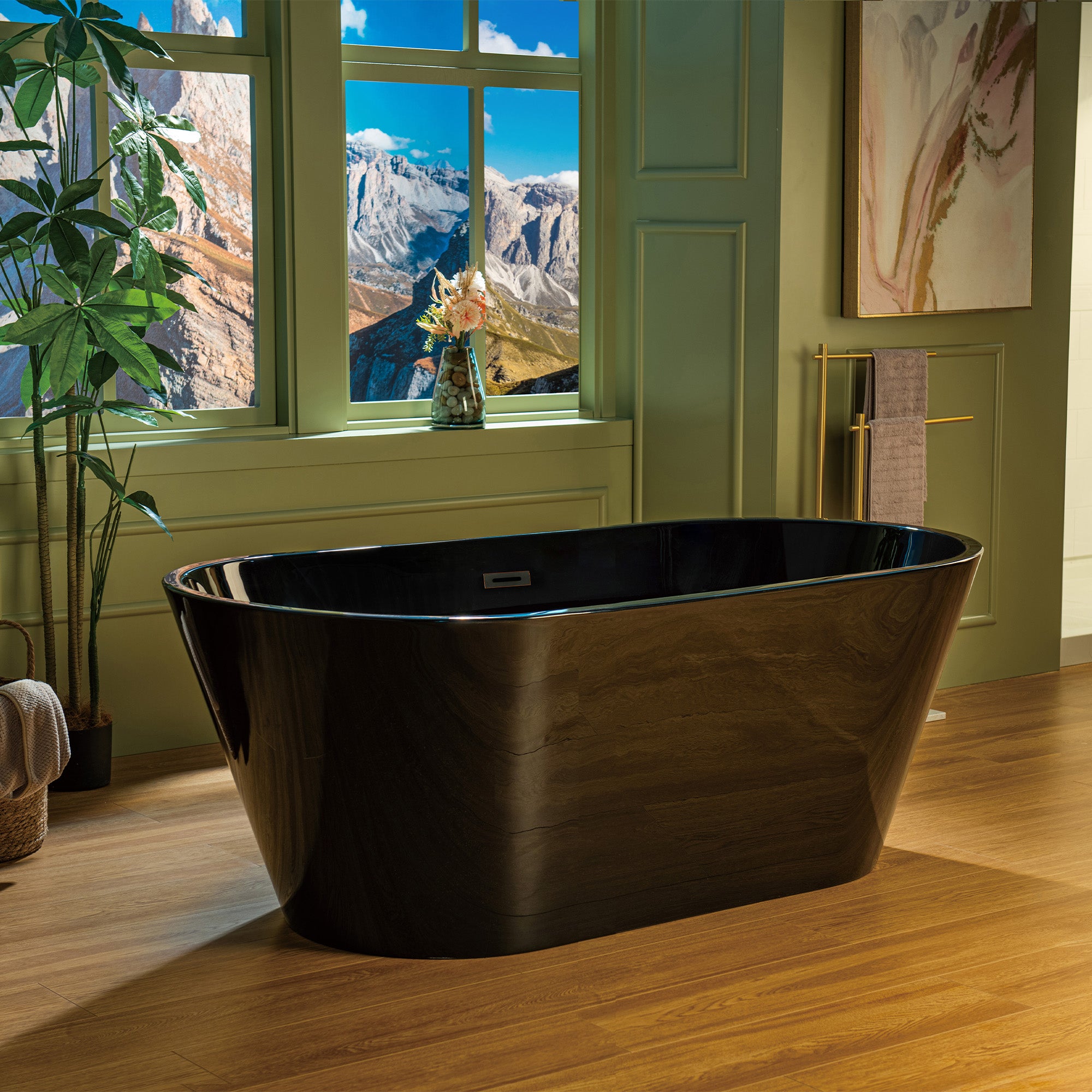 WOODBRIDGE 59" L x 29-1/2" W Freestanding Contemporary Acrylic Soaking Bathtub