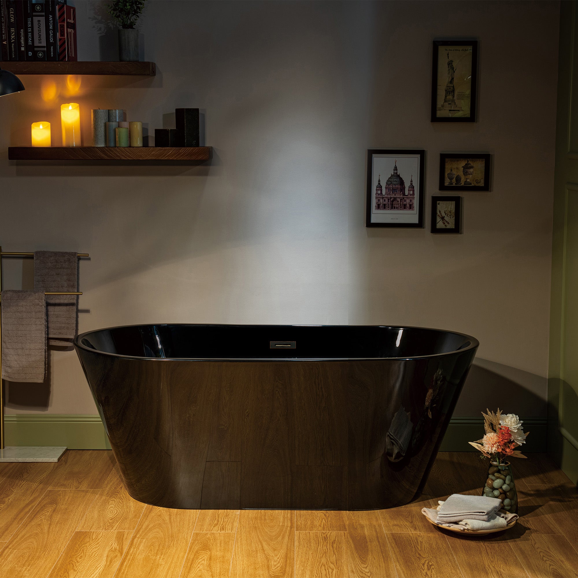 WOODBRIDGE 59" L x 29-1/2" W Freestanding Contemporary Acrylic Soaking Bathtub