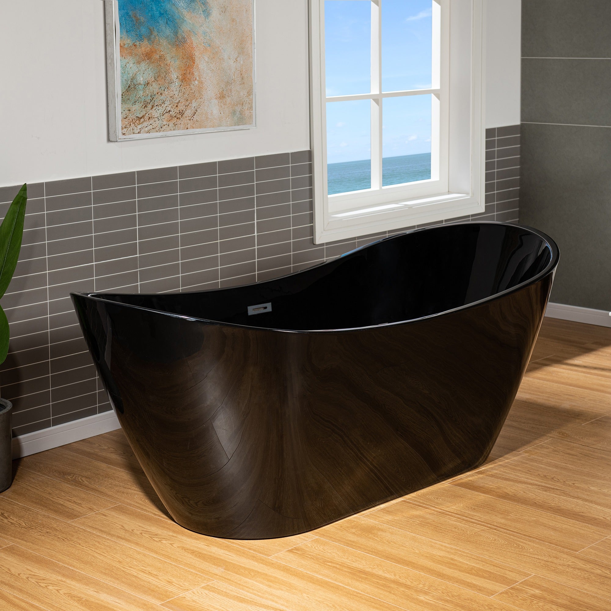 WOODBRIDGE 71" L x 31-1/2" W Freestanding Contemporary Acrylic Soaking Bathtub with Drain & Overflow, B8817