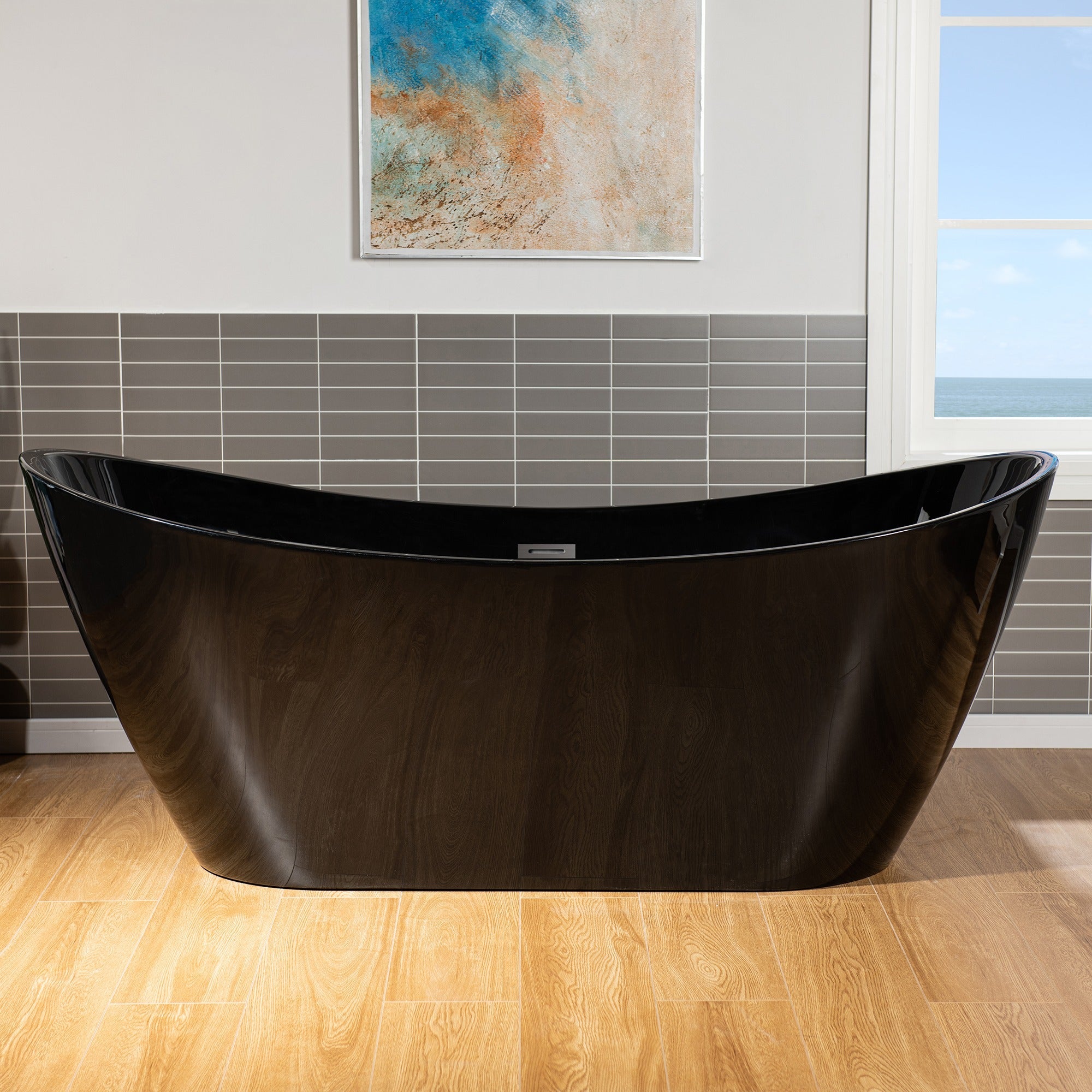 WOODBRIDGE 71" L x 31-1/2" W Freestanding Contemporary Acrylic Soaking Bathtub with Drain & Overflow, B8817