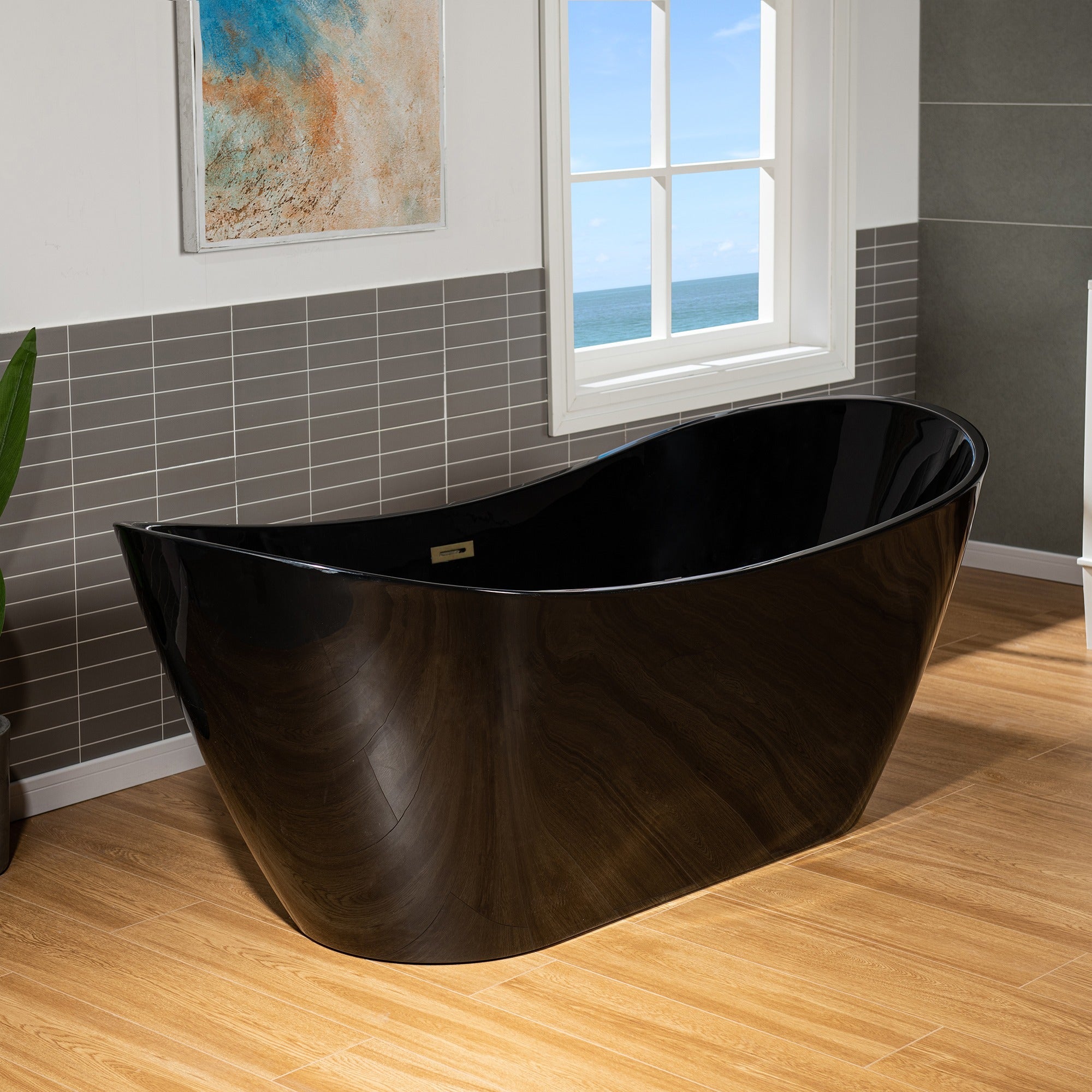 WOODBRIDGE 71" L x 31-1/2" W Freestanding Contemporary Acrylic Soaking Bathtub with Drain & Overflow, B8817